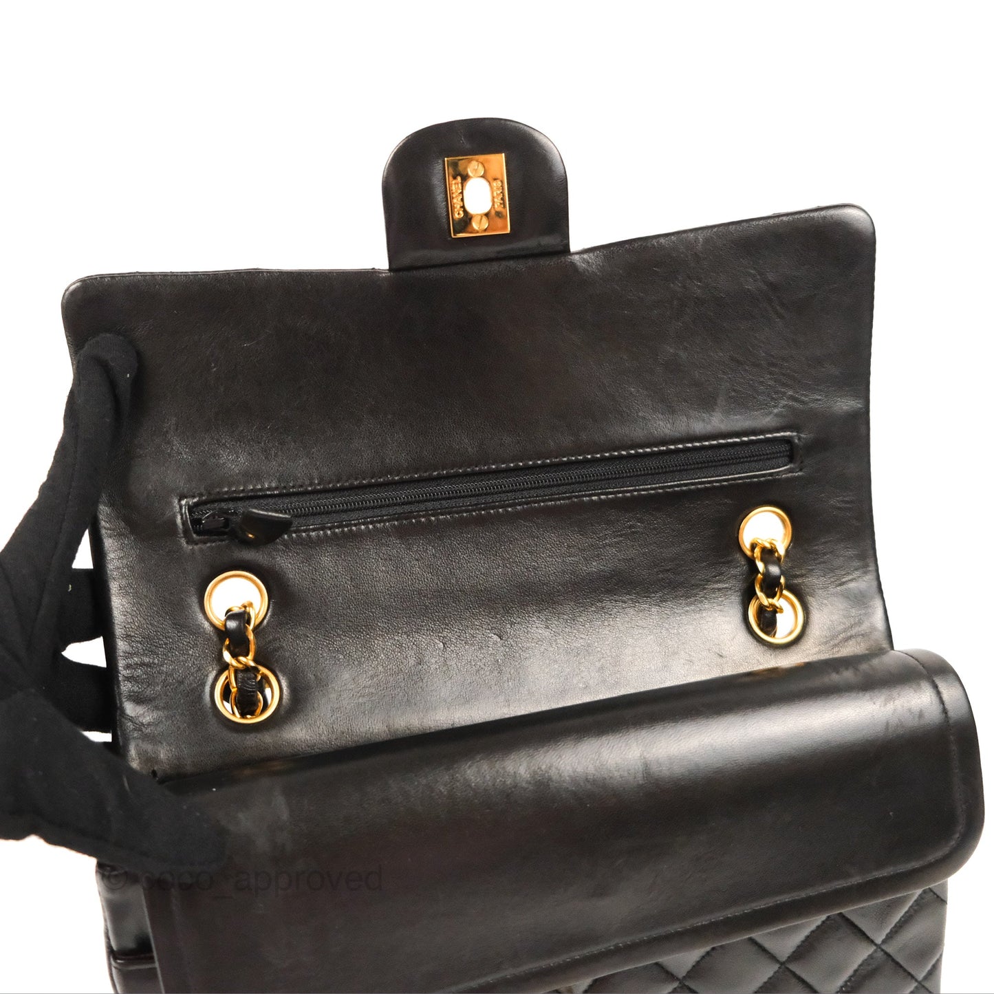 Chanel Classic Vintage Medium Flap Black Lambskin 24K Gold Hardware