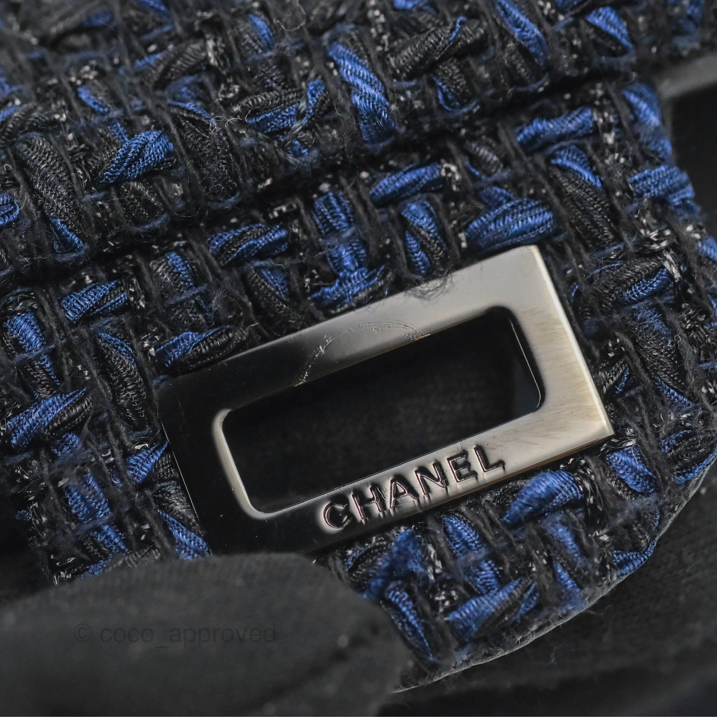 Chanel Reissue 225 Quilted Black/Navy Tweed So Black Hardware