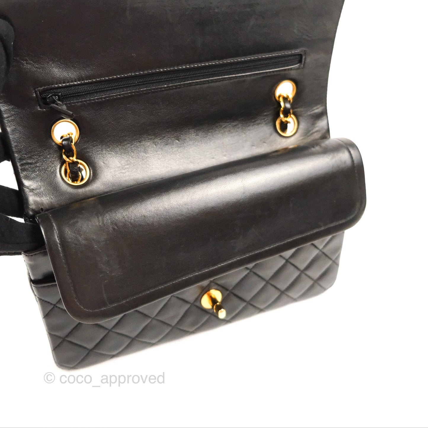 Chanel Classic Vintage Medium Flap Black Lambskin 24K Gold Hardware