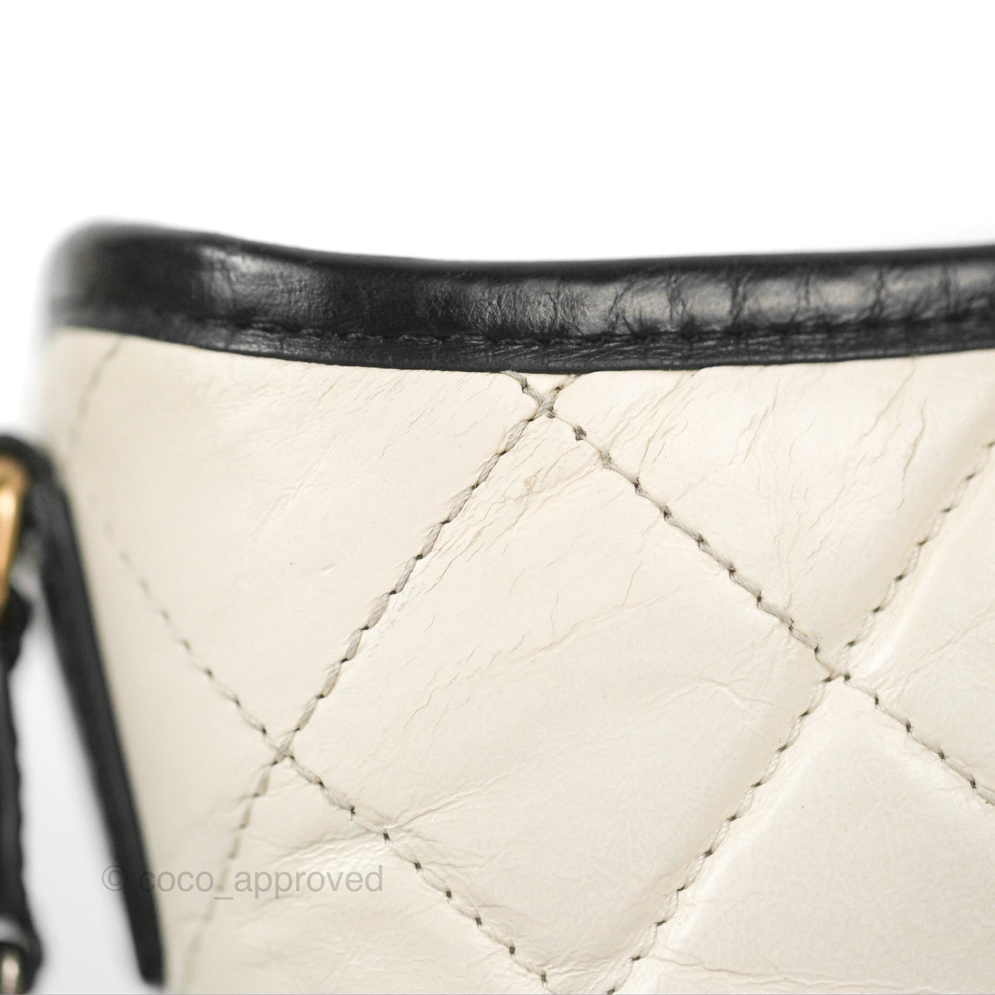 Chanel Quilted Small Gabrielle Hobo Black White Aged Calfskin Mixed Hardware
