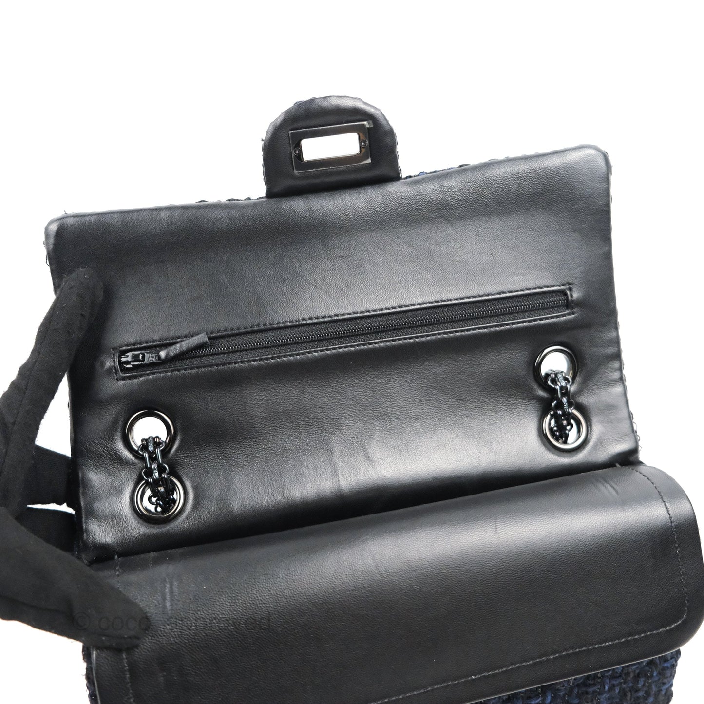 Chanel Reissue 225 Quilted Black/Navy Tweed So Black Hardware
