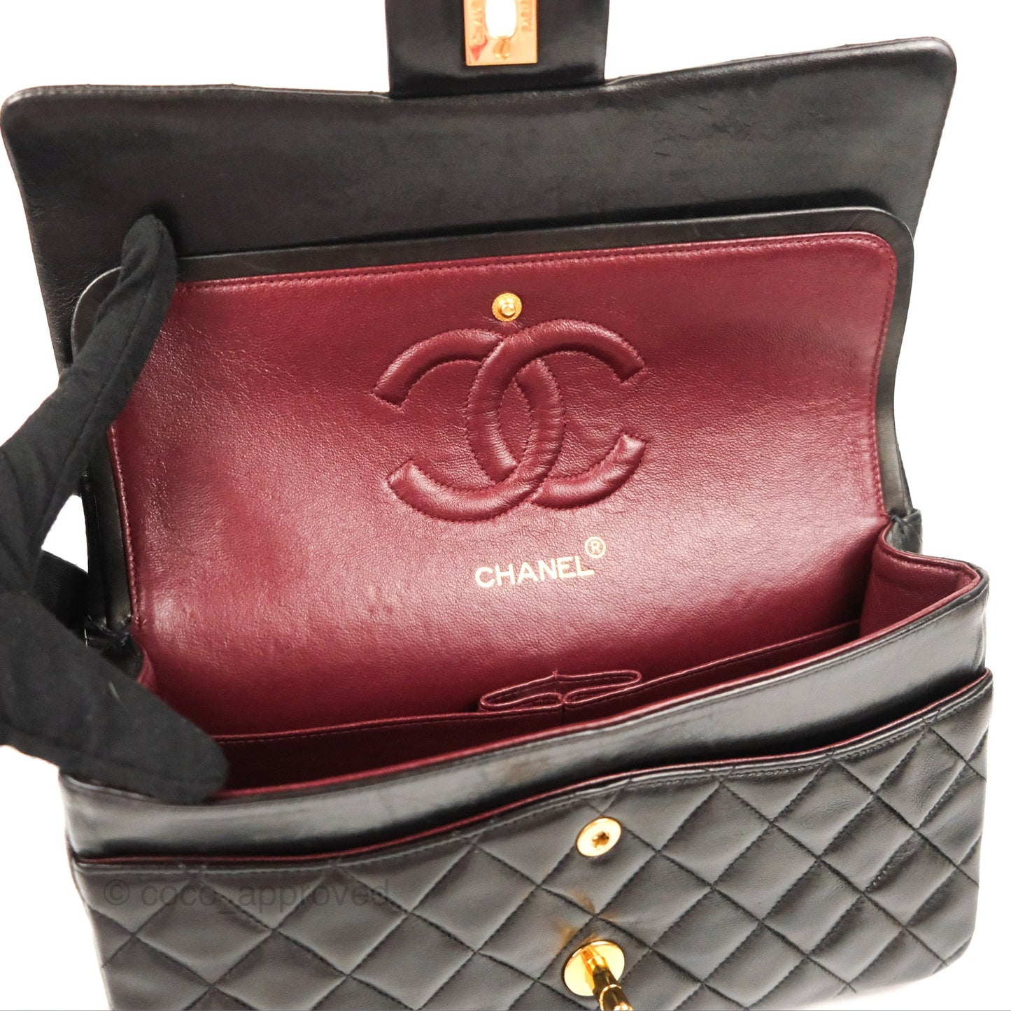 Chanel Classic Vintage Medium Flap Black Lambskin 24K Gold Hardware