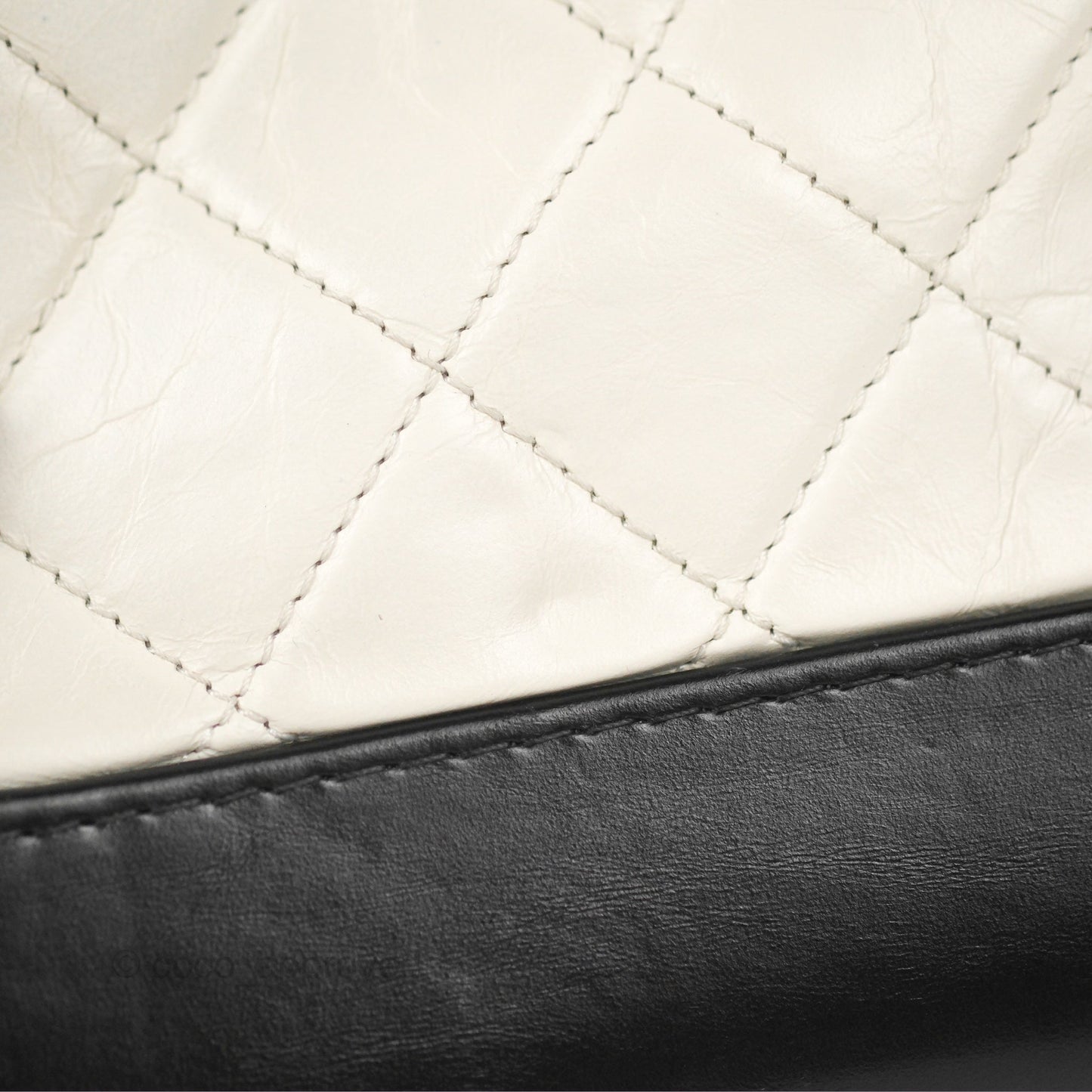Chanel Quilted Small Gabrielle Hobo Black White Aged Calfskin Mixed Hardware