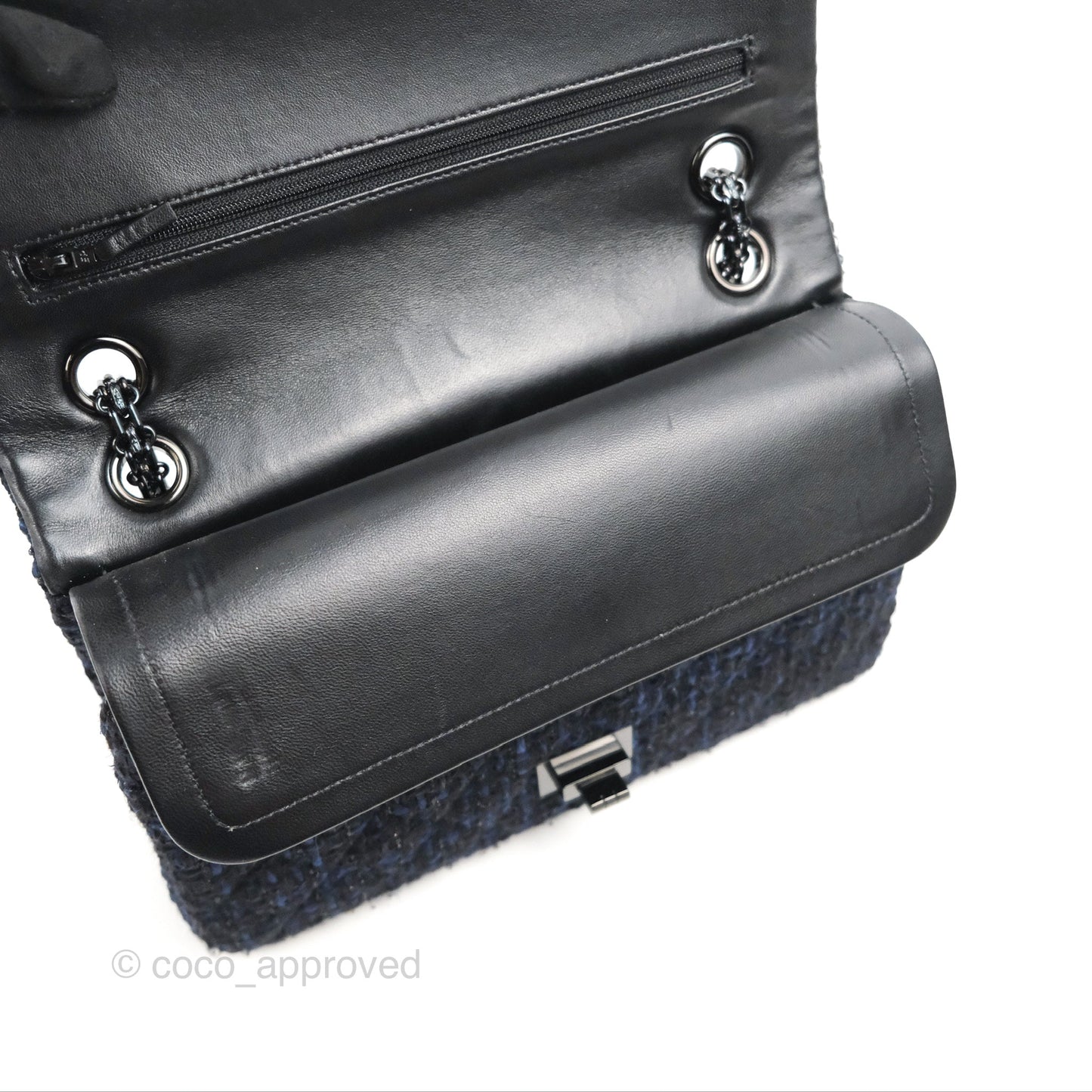 Chanel Reissue 225 Quilted Black/Navy Tweed So Black Hardware