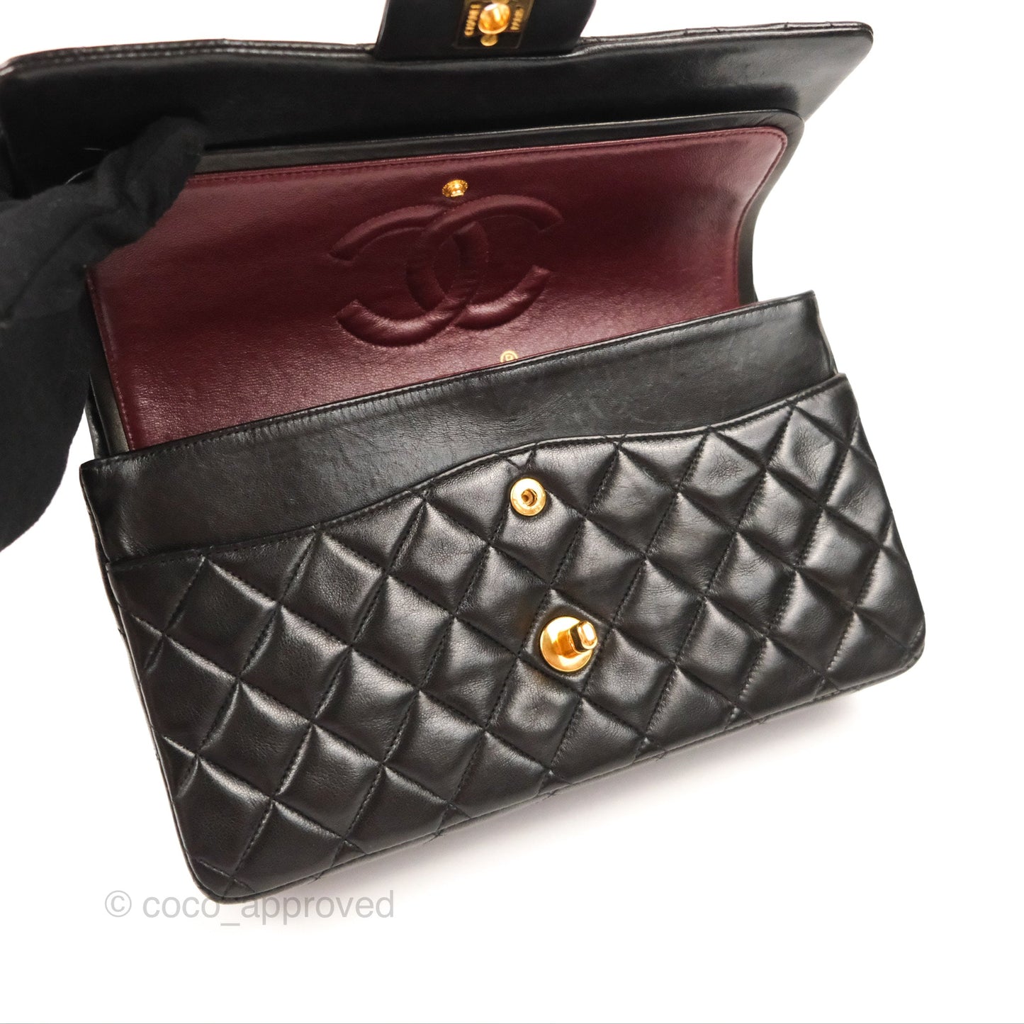 Chanel Classic Vintage Medium Flap Black Lambskin 24K Gold Hardware