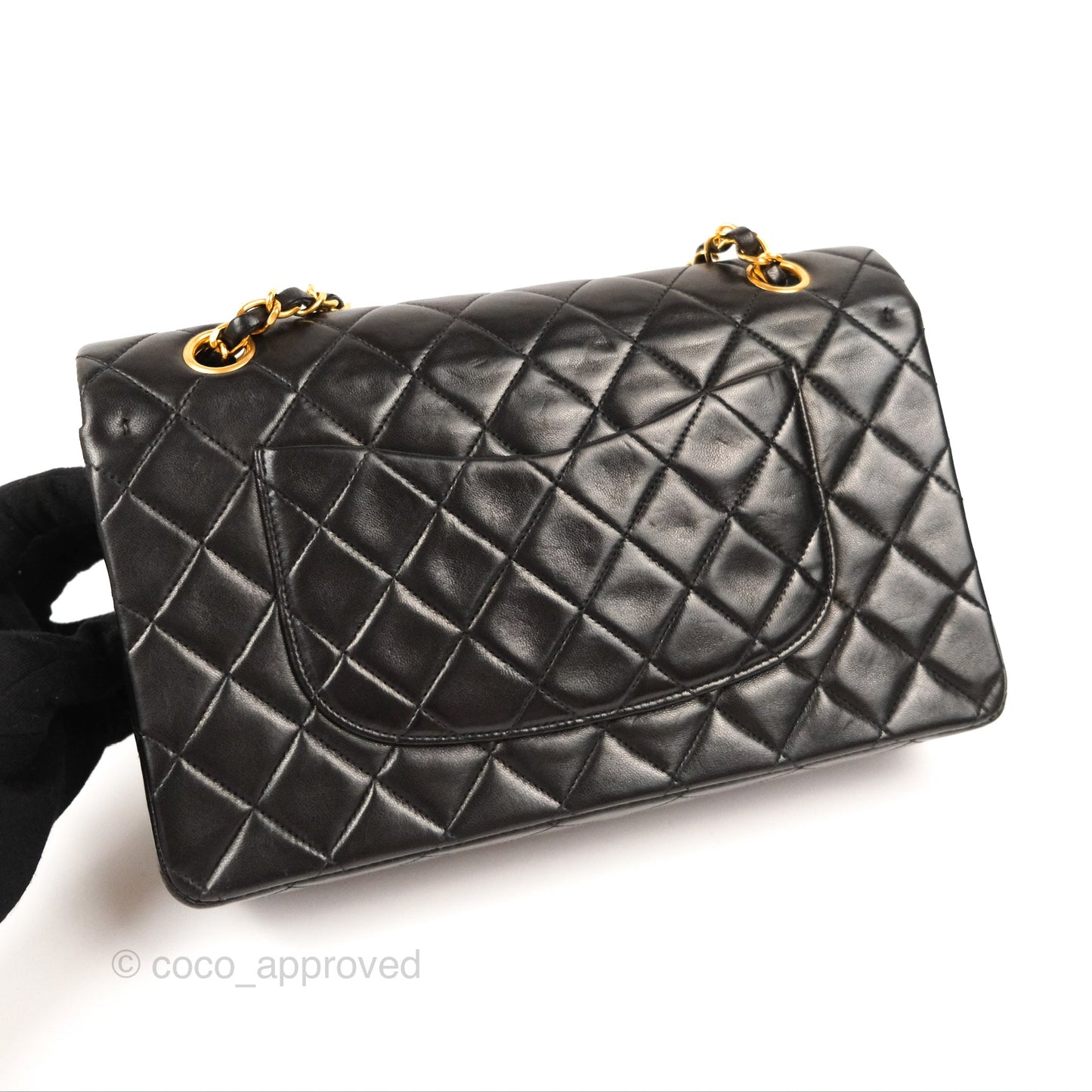 Chanel Classic Vintage Medium Flap Black Lambskin 24K Gold Hardware