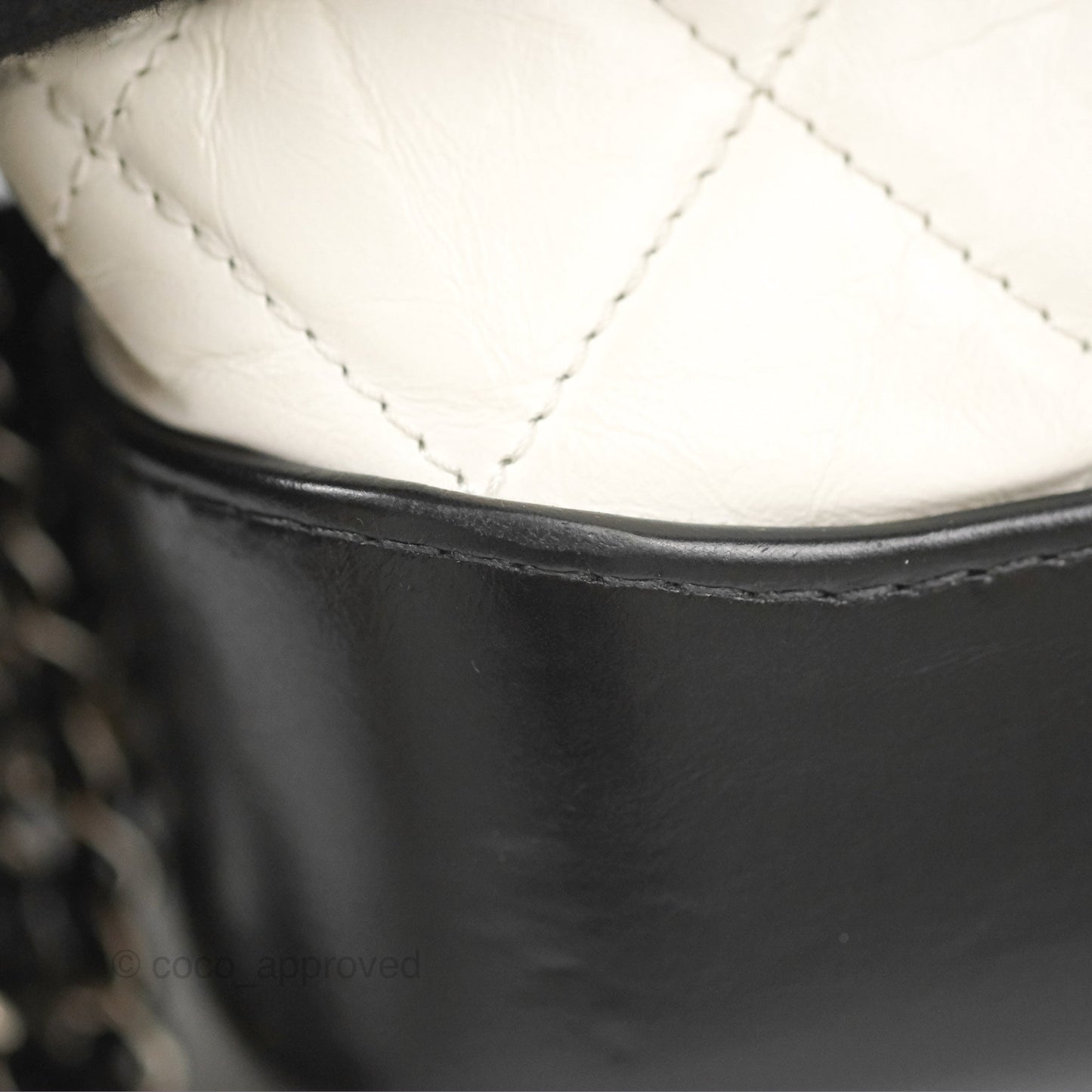 Chanel Quilted Small Gabrielle Hobo Black White Aged Calfskin Mixed Hardware