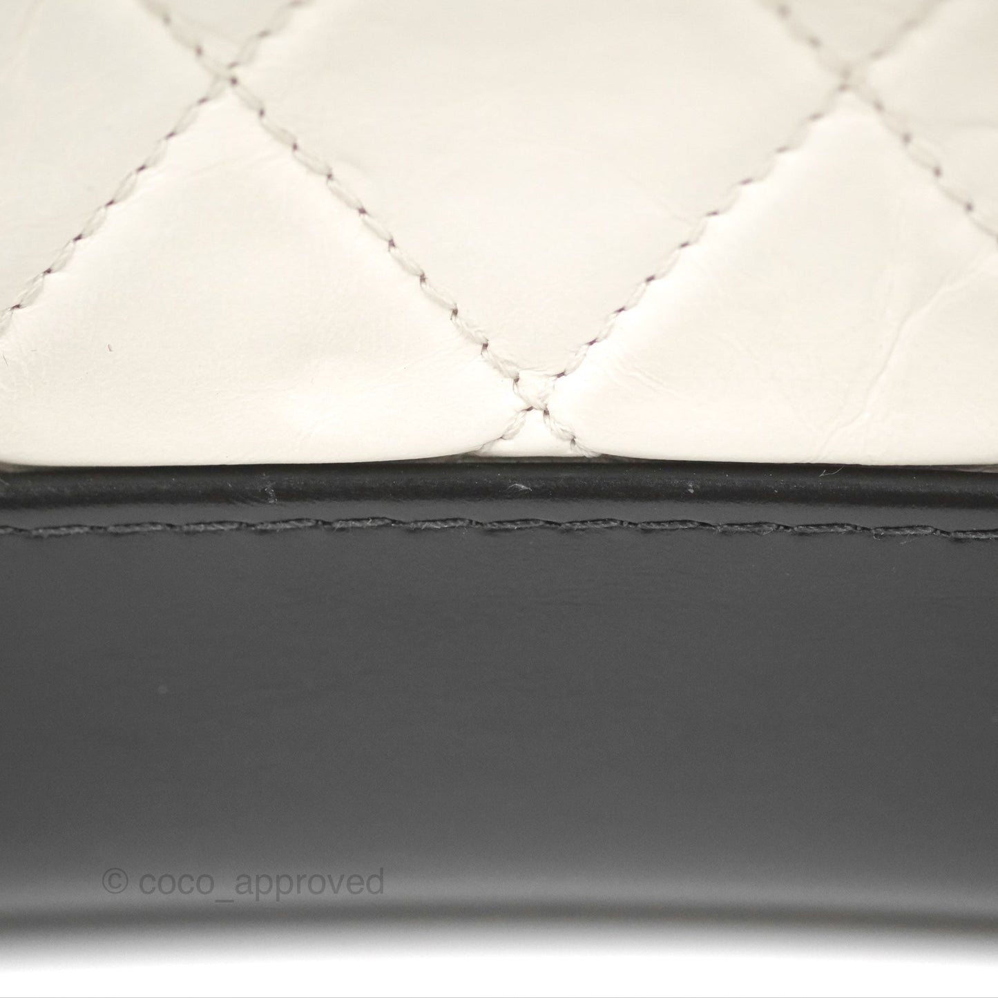 Chanel Quilted Small Gabrielle Hobo Black White Aged Calfskin Mixed Hardware