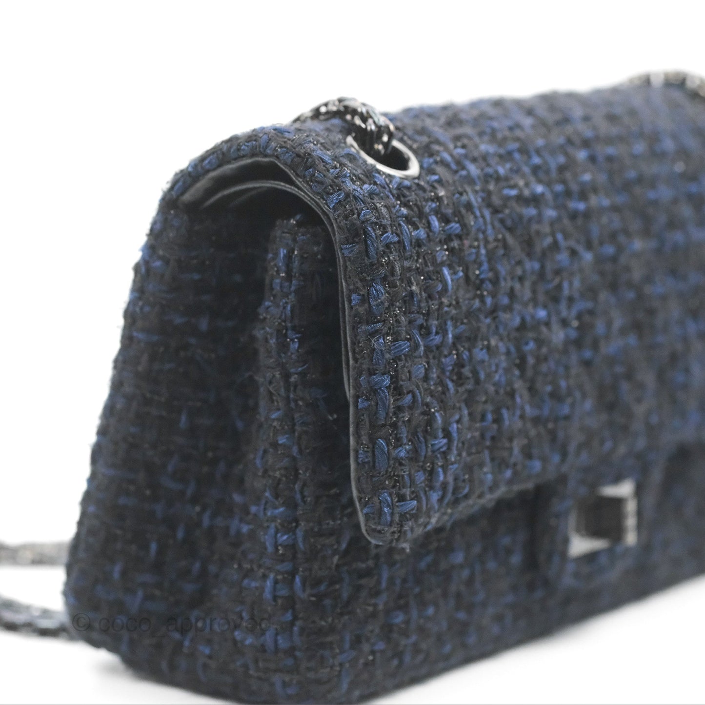 Chanel Reissue 225 Quilted Black/Navy Tweed So Black Hardware