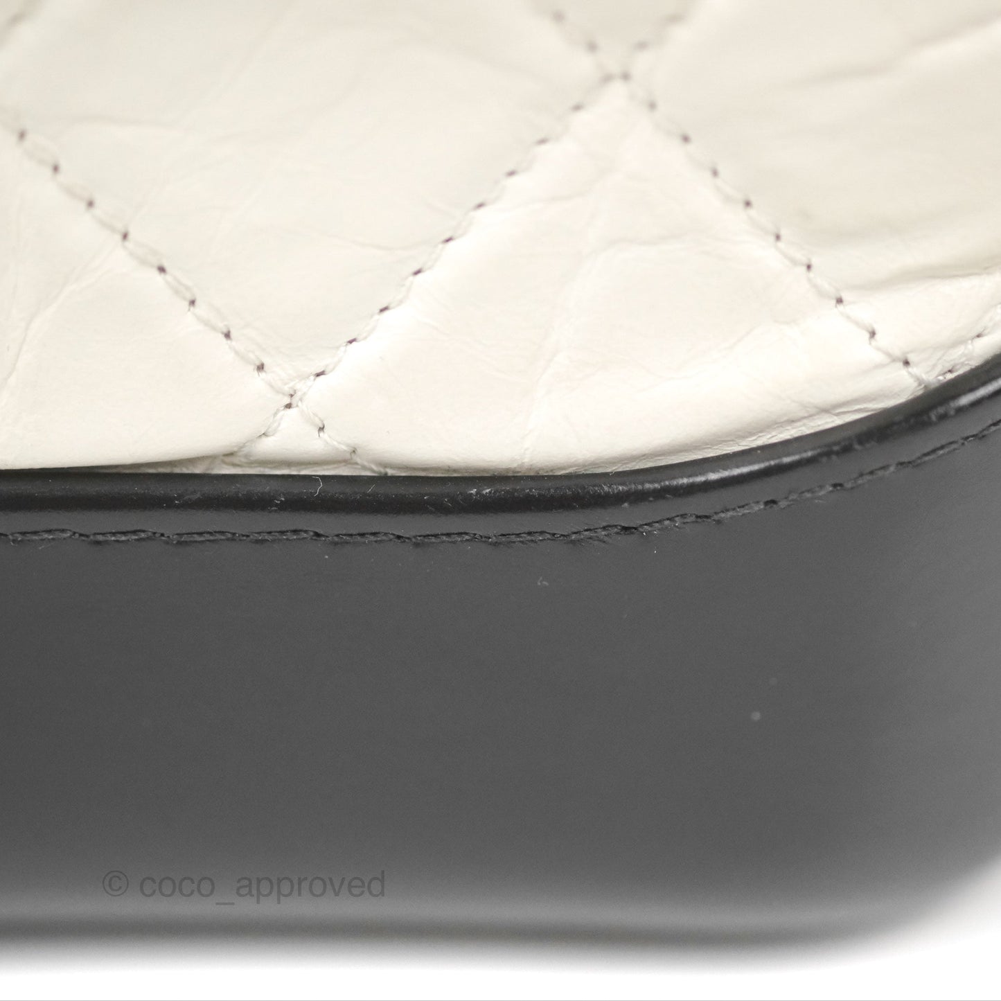 Chanel Quilted Small Gabrielle Hobo Black White Aged Calfskin Mixed Hardware