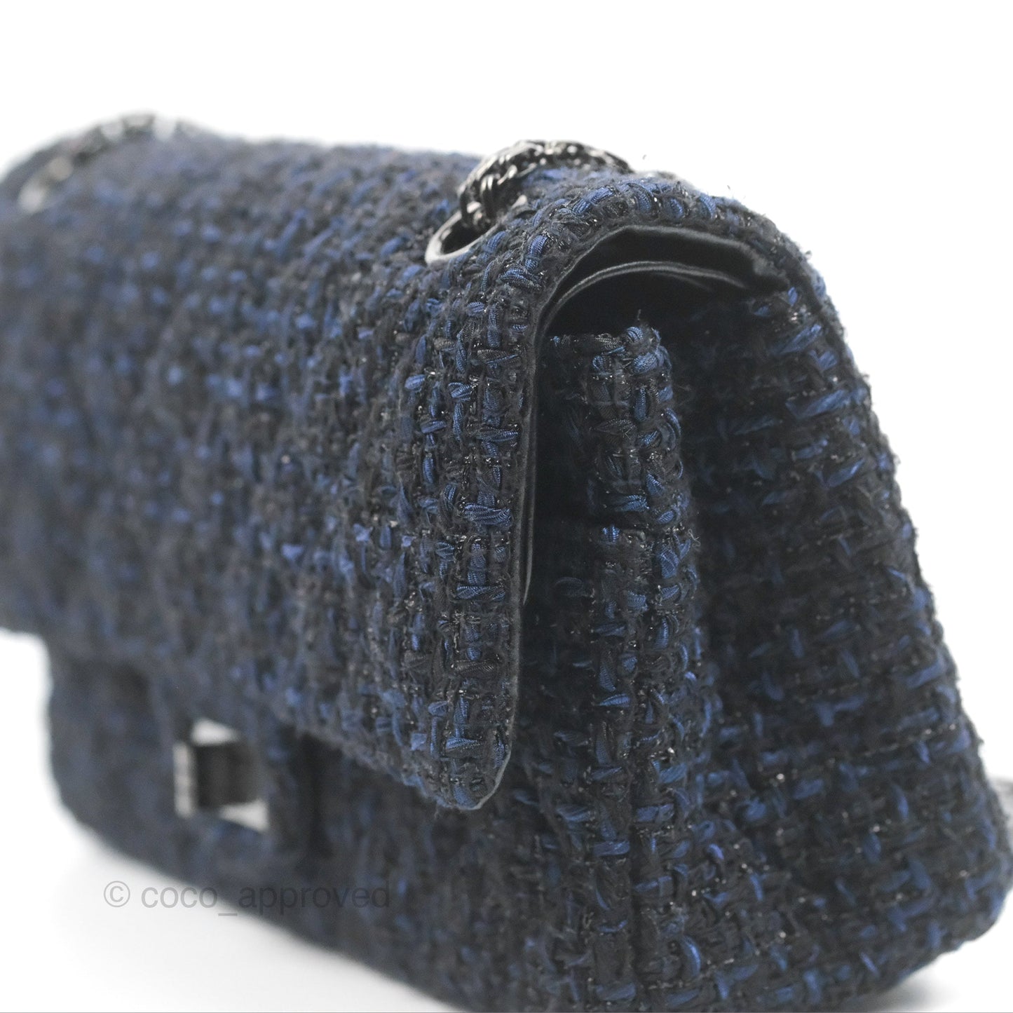 Chanel Reissue 225 Quilted Black/Navy Tweed So Black Hardware