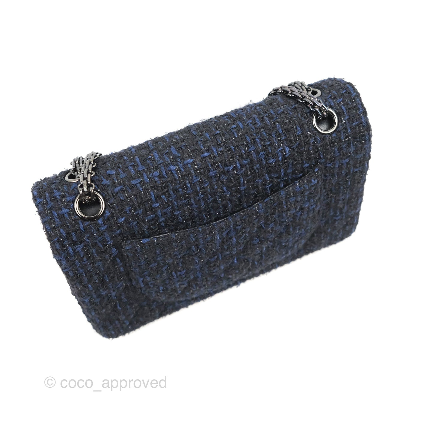 Chanel Reissue 225 Quilted Black/Navy Tweed So Black Hardware