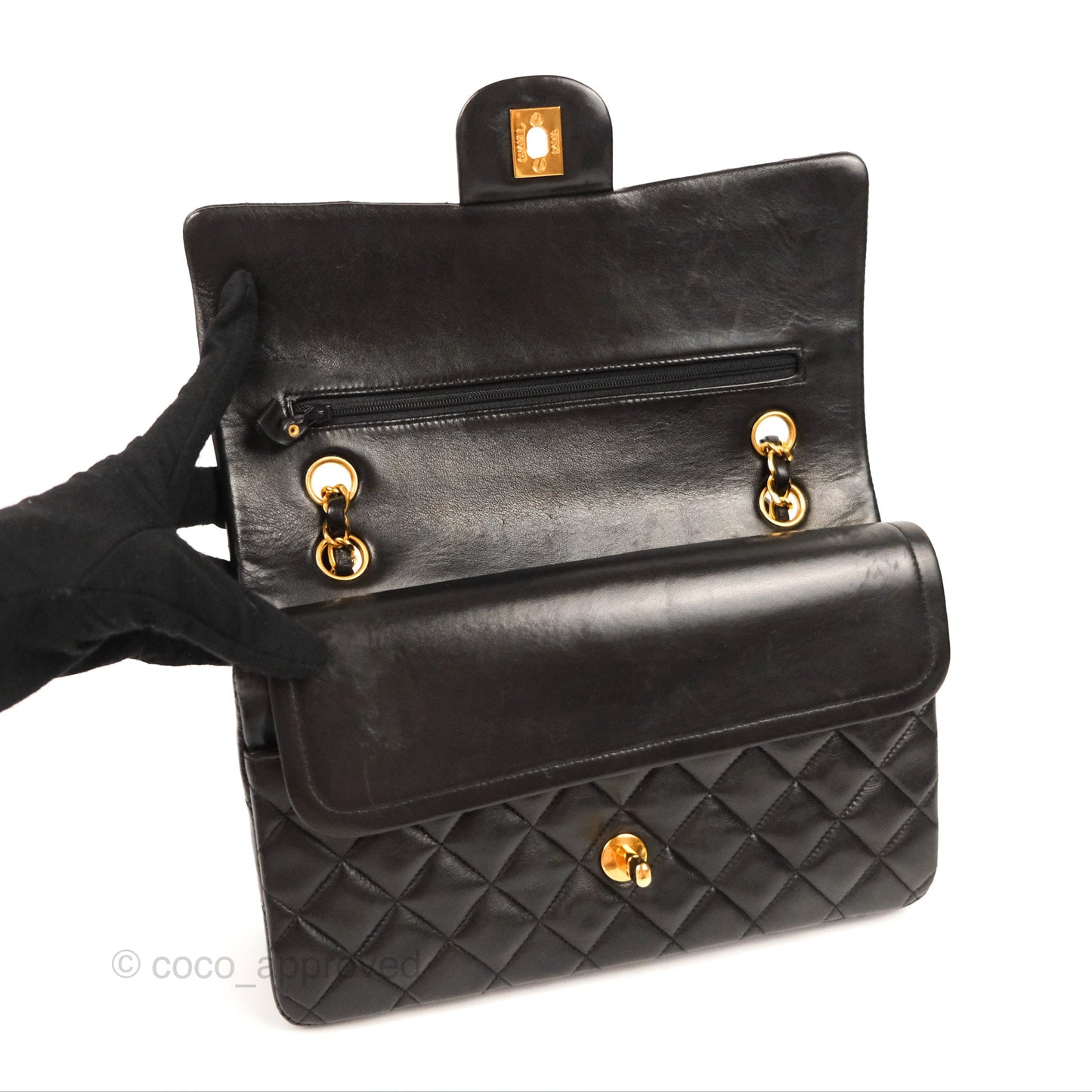 Chanel Classic Vintage Medium Flap Black Lambskin 24K Gold Hardware