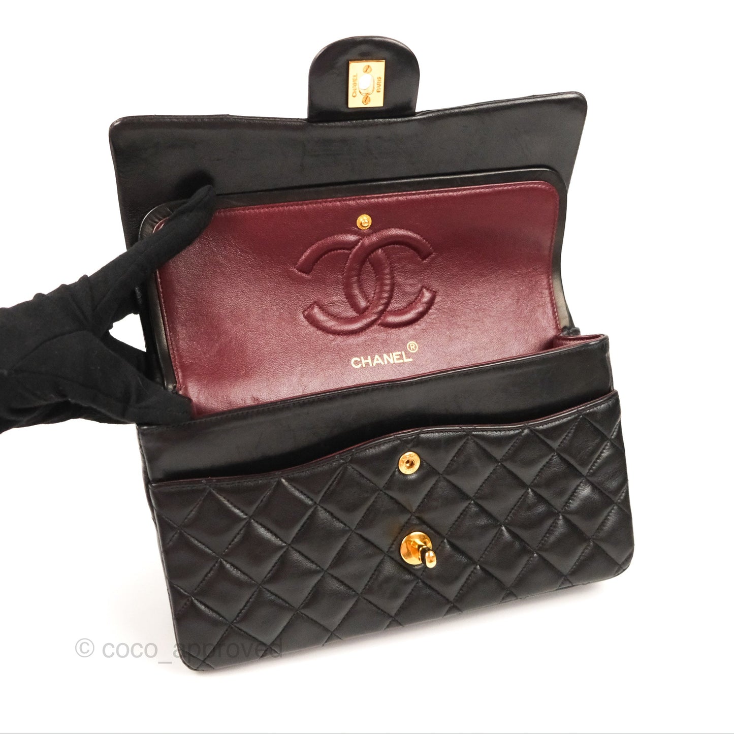 Chanel Classic Vintage Medium Flap Black Lambskin 24K Gold Hardware