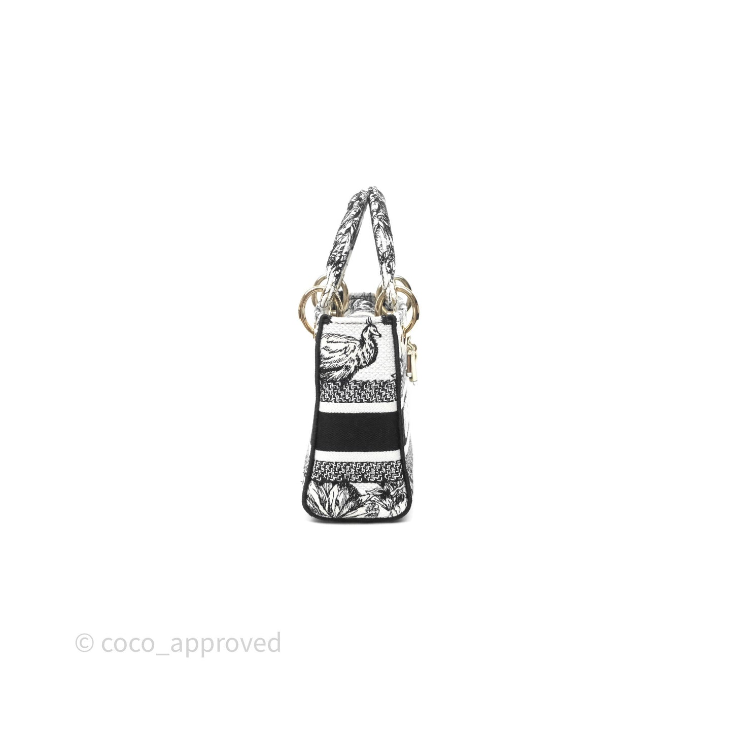 Christian Dior Mini Lady D-Lite Bag White/Black Toile de Jouy Voyage Embroidered