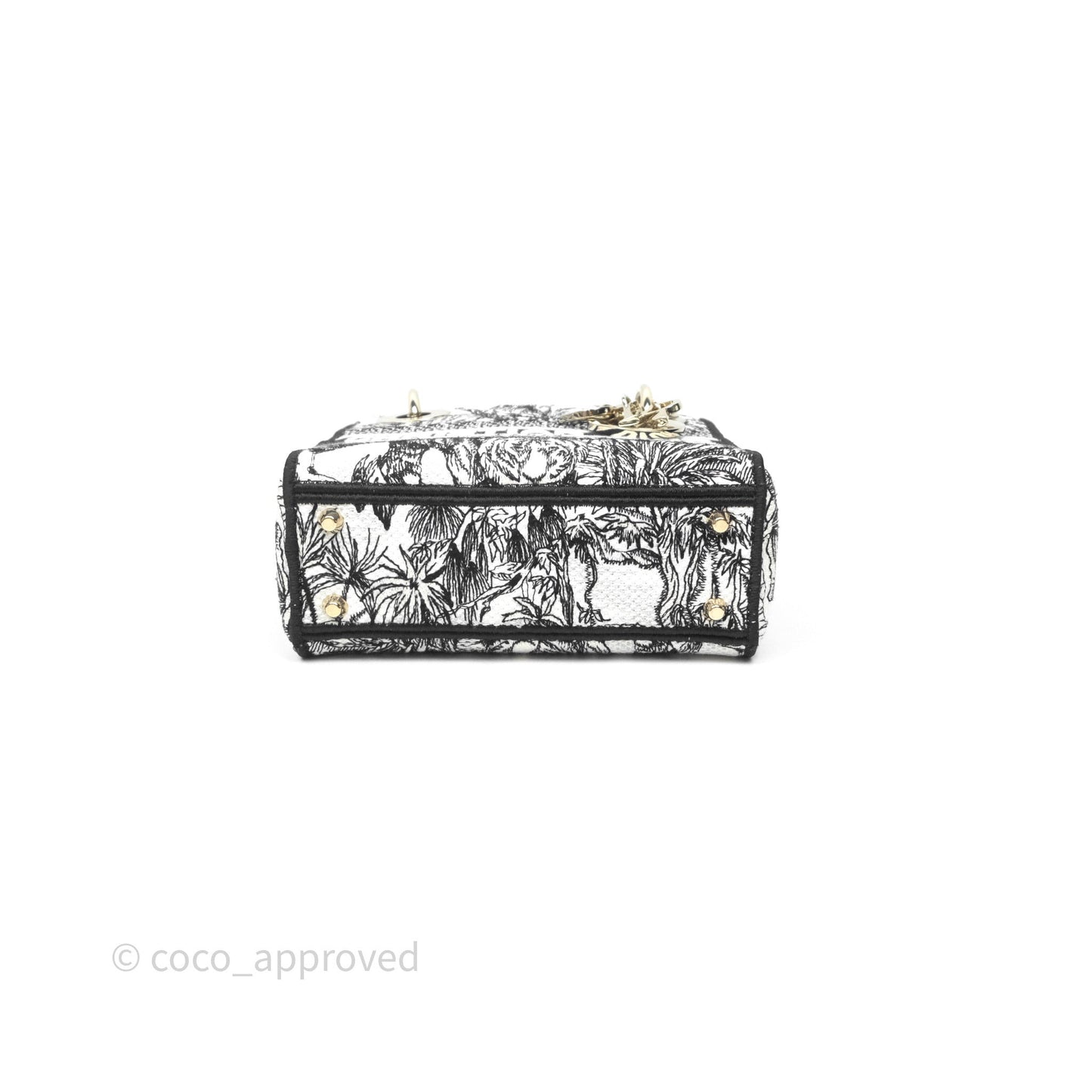 Christian Dior Mini Lady D-Lite Bag White/Black Toile de Jouy Voyage Embroidered
