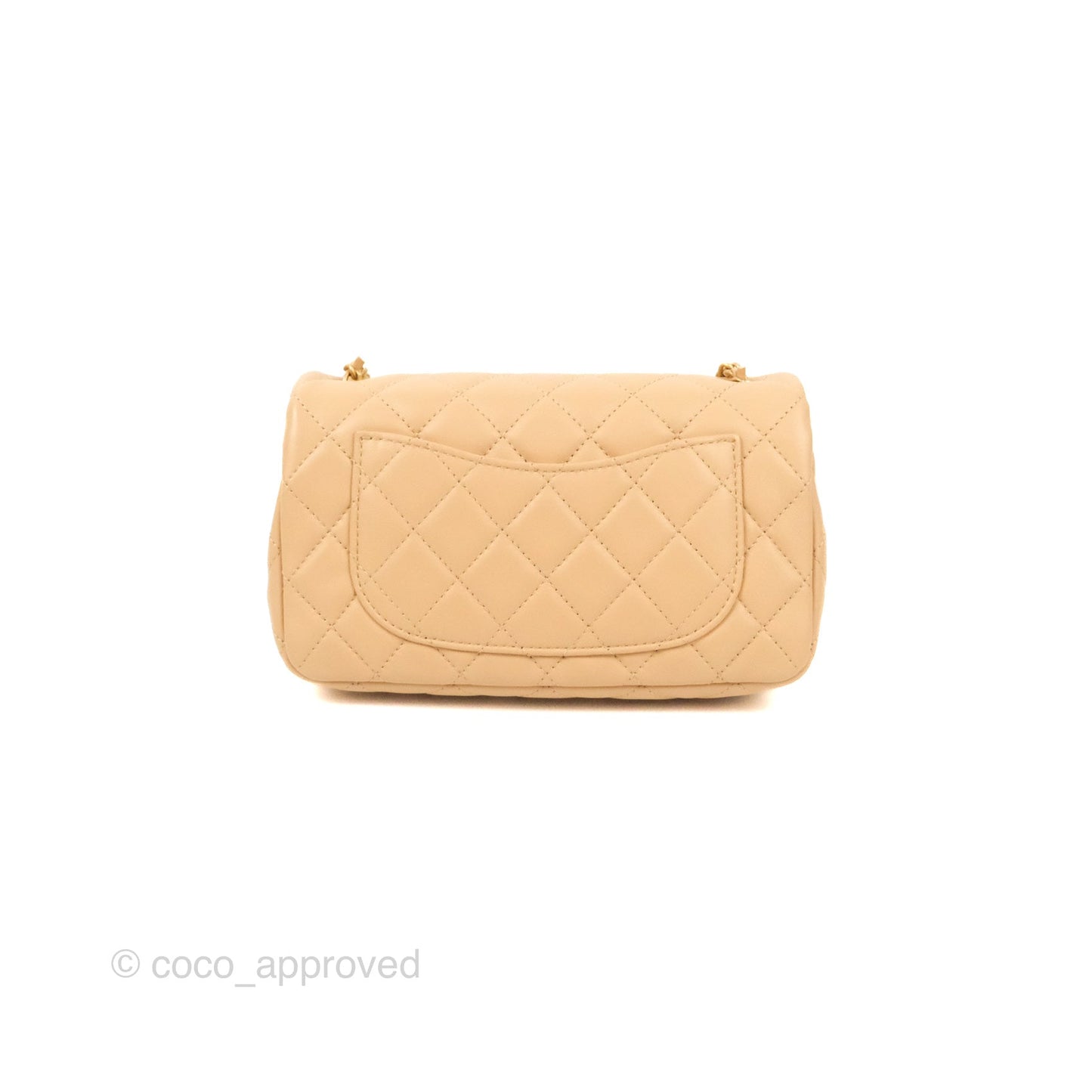 Chanel Mini Rectangular Pearl Crush Beige Lambskin Aged Gold Hardware