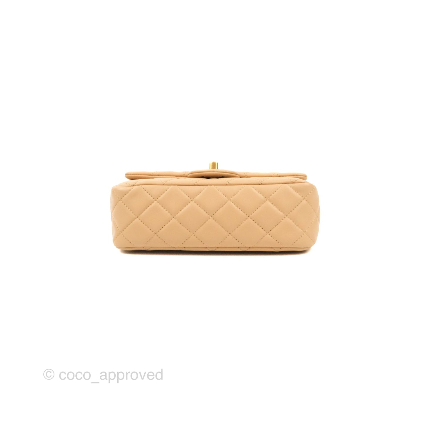 Chanel Mini Rectangular Pearl Crush Beige Lambskin Aged Gold Hardware