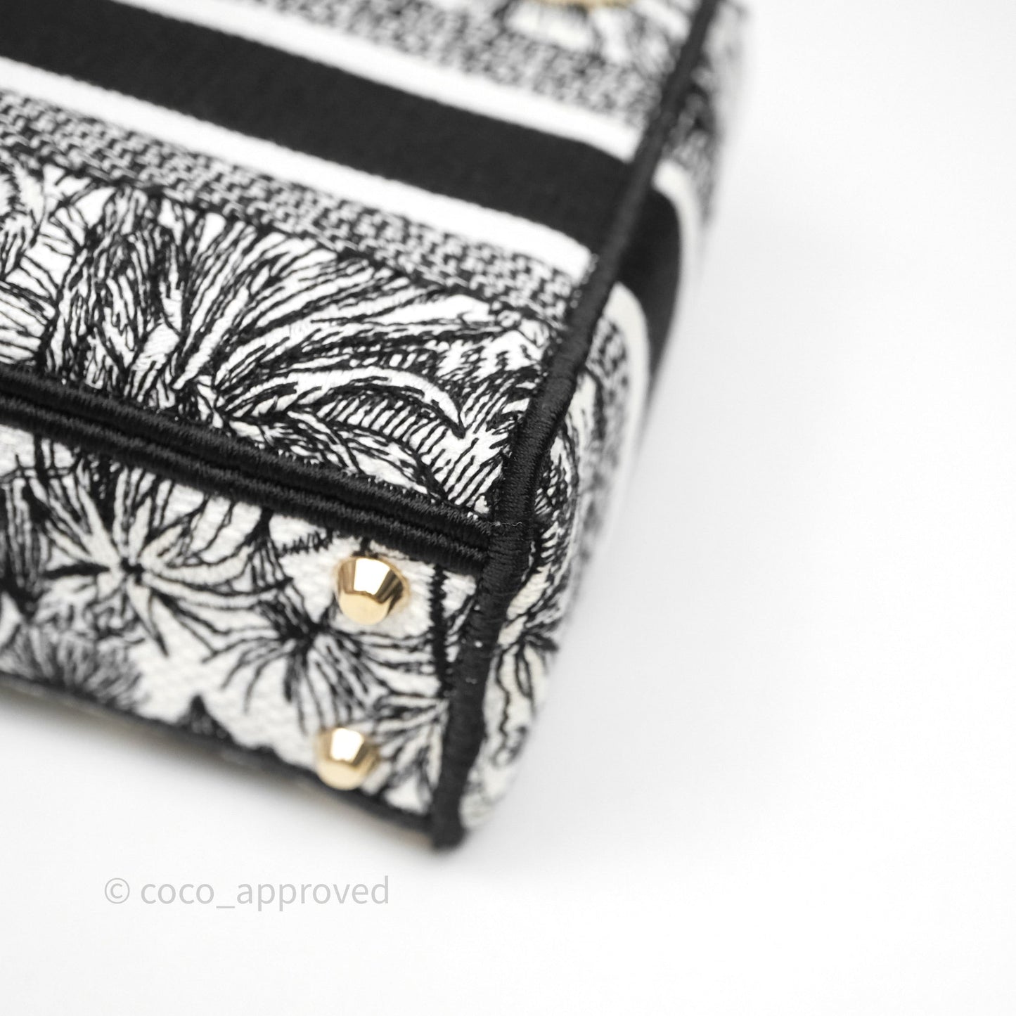 Christian Dior Mini Lady D-Lite Bag White/Black Toile de Jouy Voyage Embroidered