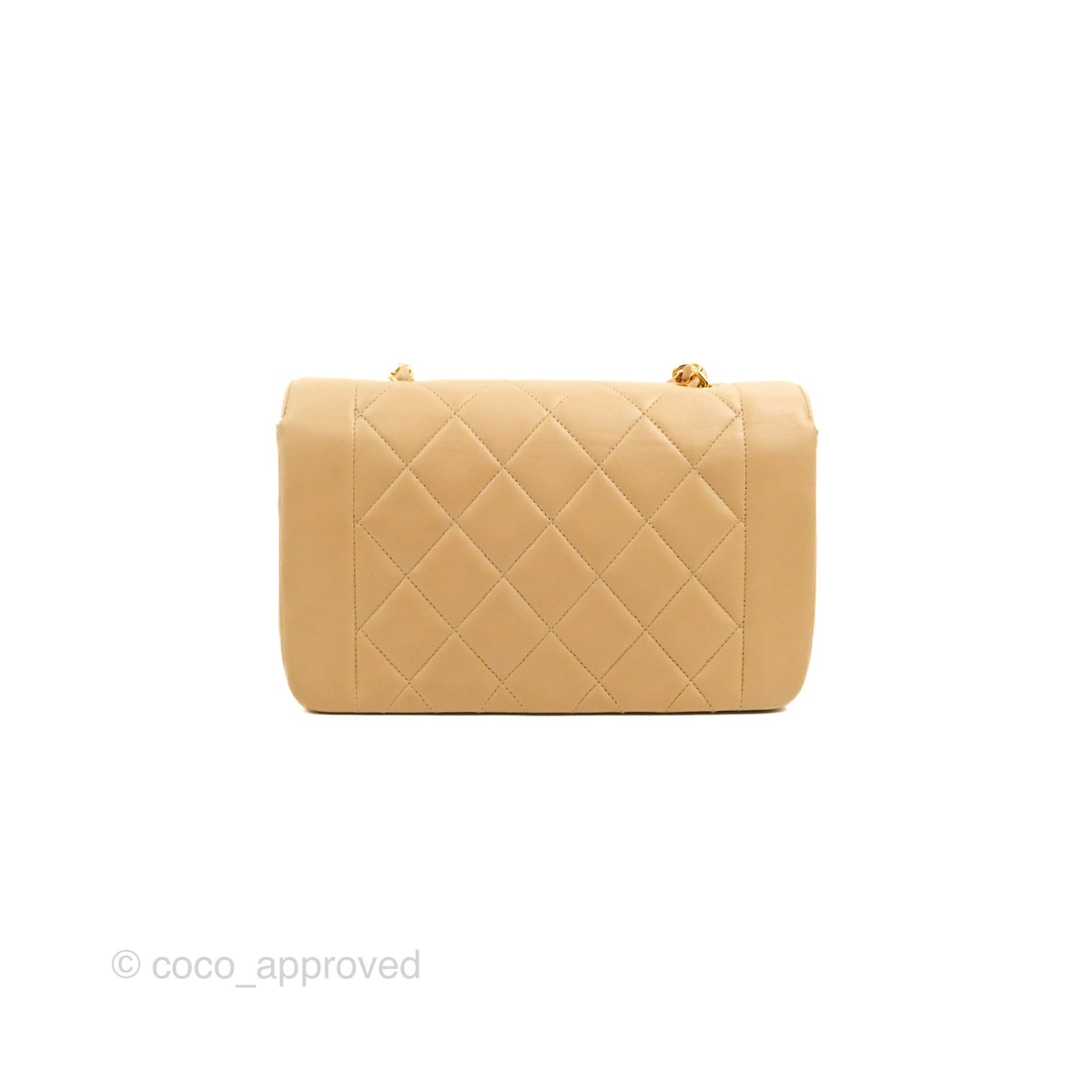 Chanel Vintage Small Quilted Classic Diana Flap Bag Beige Lambskin 24K Gold Hardware