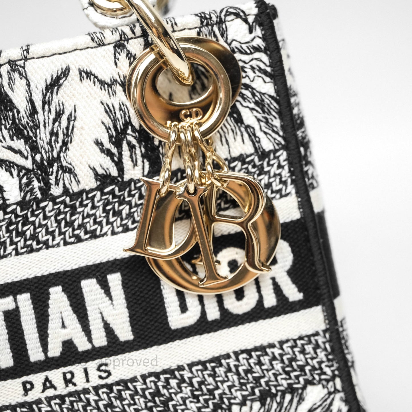 Christian Dior Mini Lady D-Lite Bag White/Black Toile de Jouy Voyage Embroidered