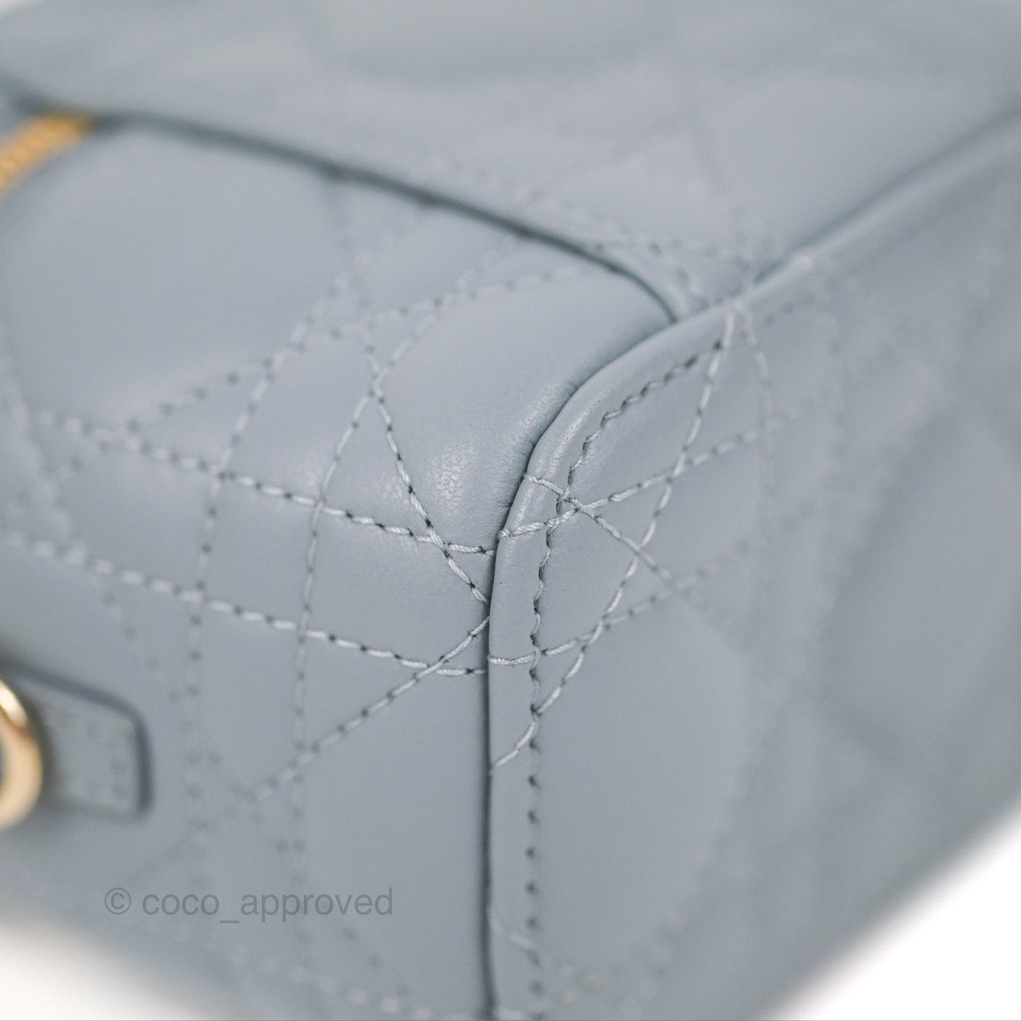 Christian Dior Micro Lady Dior Vanity Case Cloud Blue Cannage Lambskin