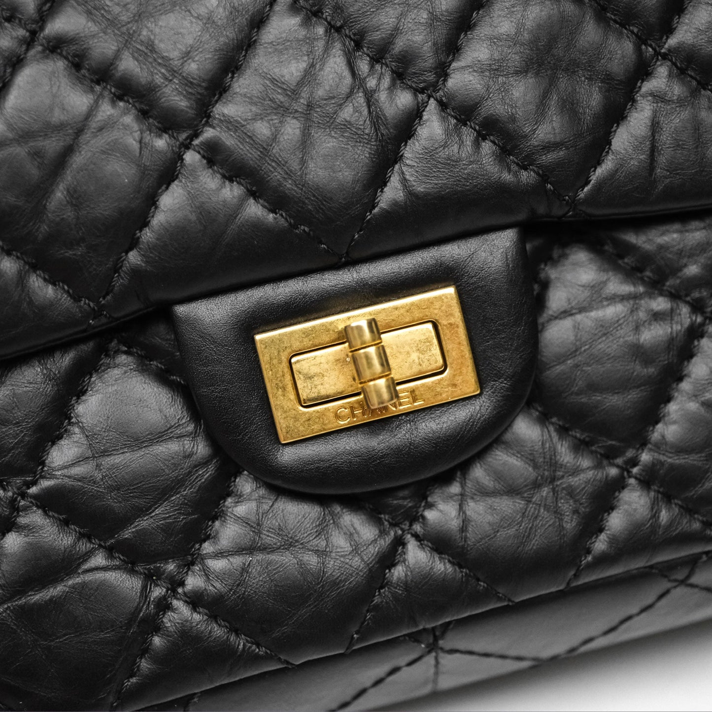 Chanel Reissue 226 Quilted Aged Calfskin Black Aged Gold Hardware