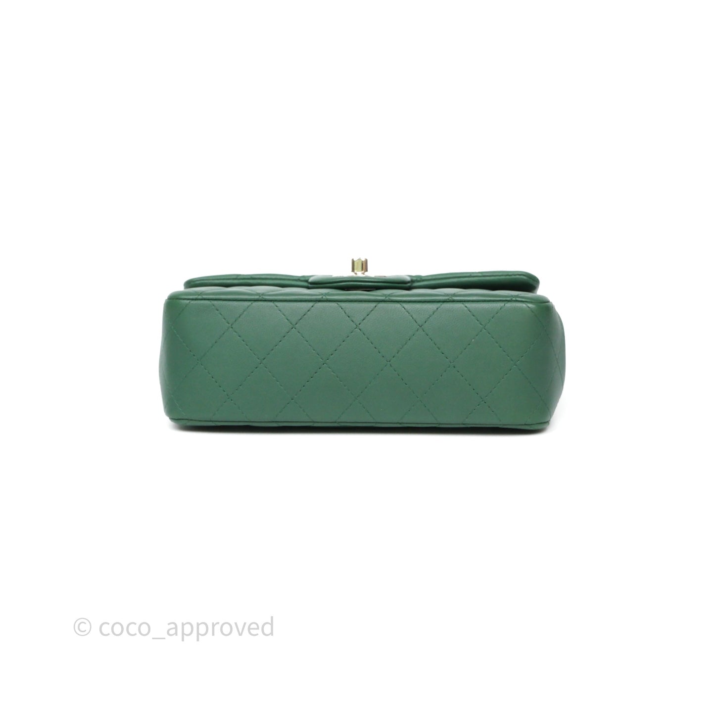 Chanel Quilted Mini Rectangular Green Lambskin Silver Hardware