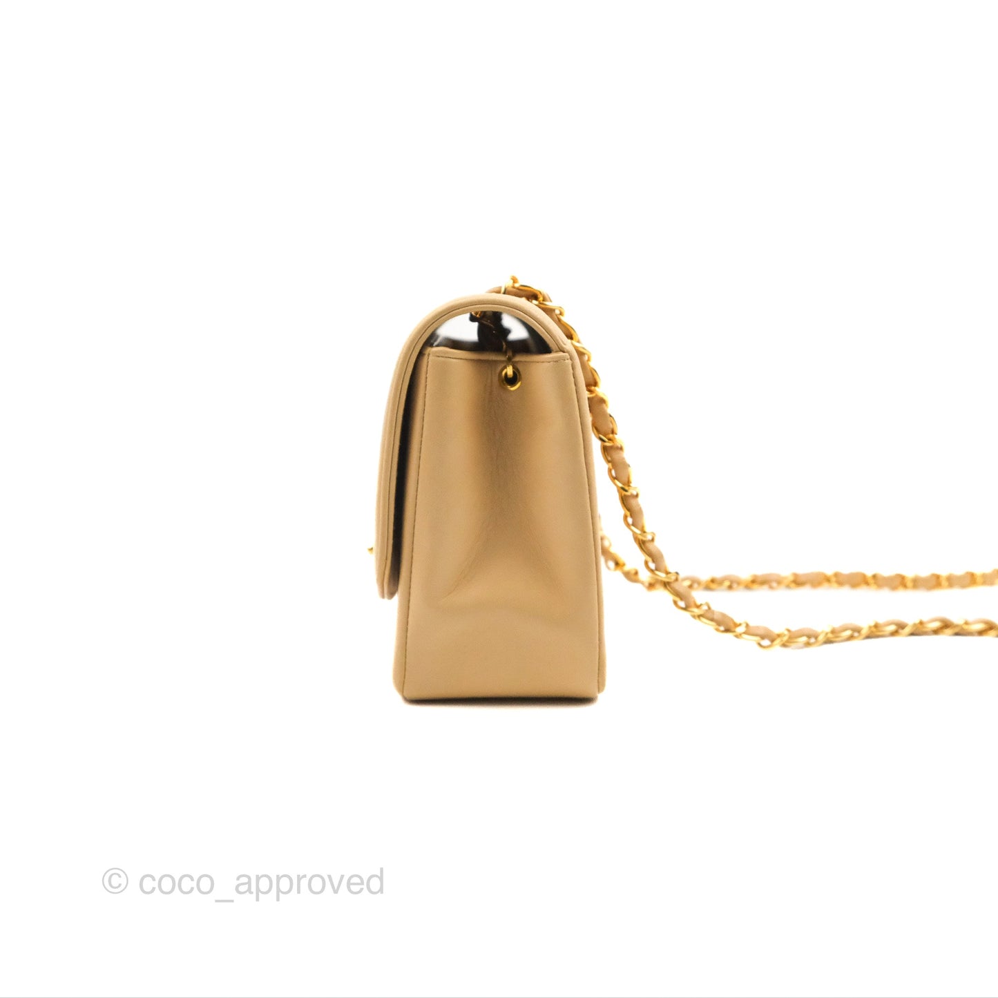 Chanel Vintage Small Quilted Classic Diana Flap Bag Beige Lambskin 24K Gold Hardware