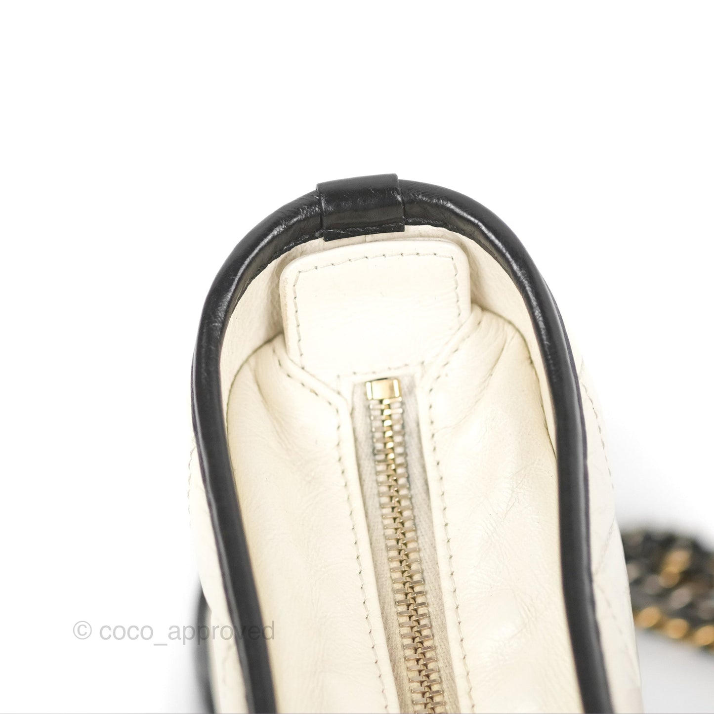 Chanel Quilted Small Gabrielle Hobo Black White Aged Calfskin Mixed Hardware