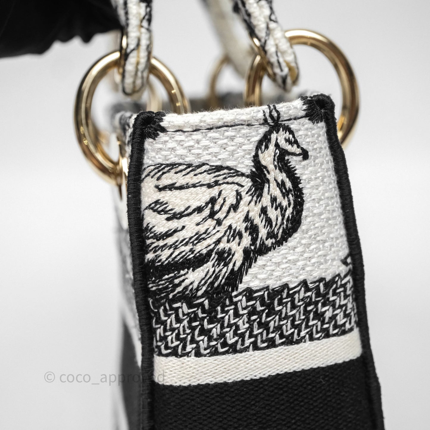 Christian Dior Mini Lady D-Lite Bag White/Black Toile de Jouy Voyage Embroidered