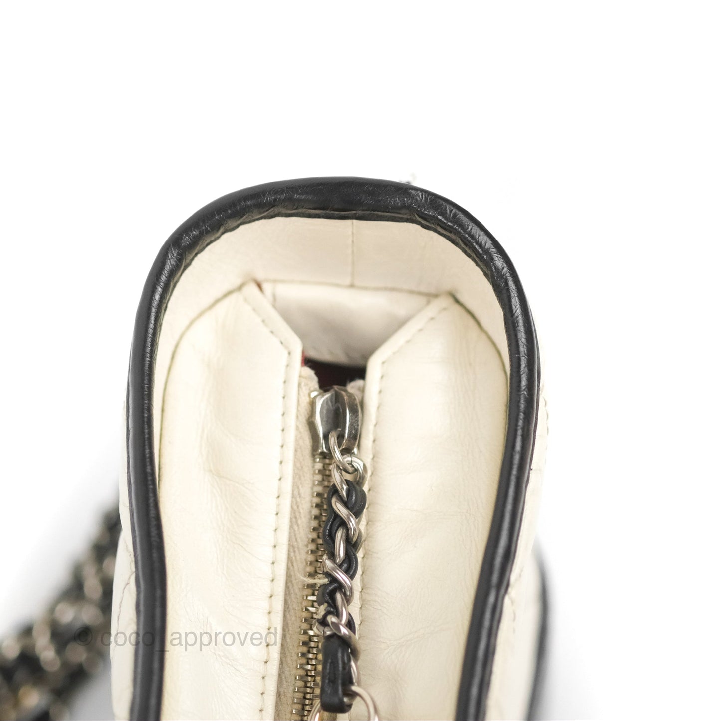 Chanel Quilted Small Gabrielle Hobo Black White Aged Calfskin Mixed Hardware