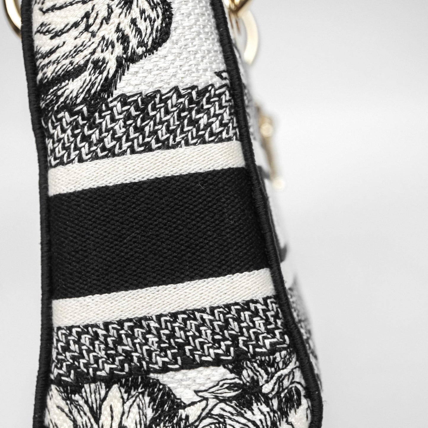Christian Dior Mini Lady D-Lite Bag White/Black Toile de Jouy Voyage Embroidered