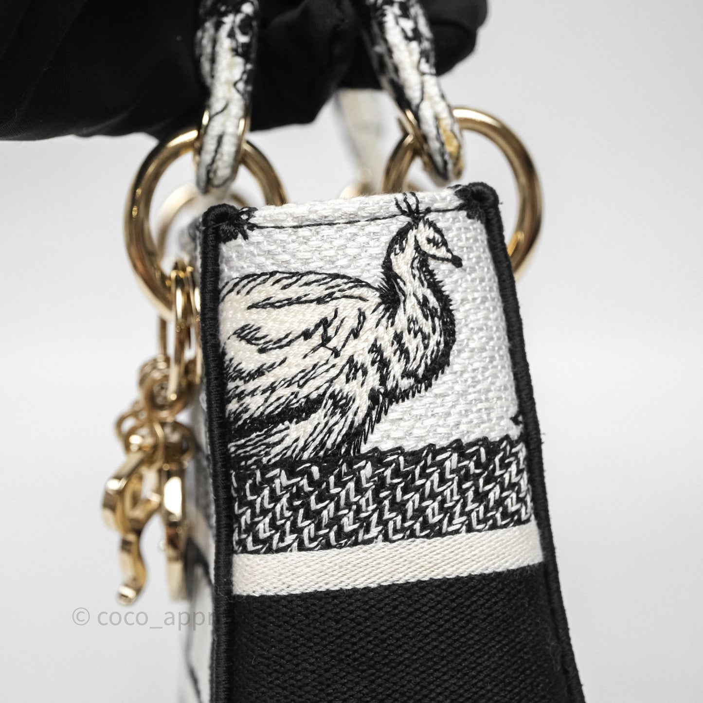 Christian Dior Mini Lady D-Lite Bag White/Black Toile de Jouy Voyage Embroidered