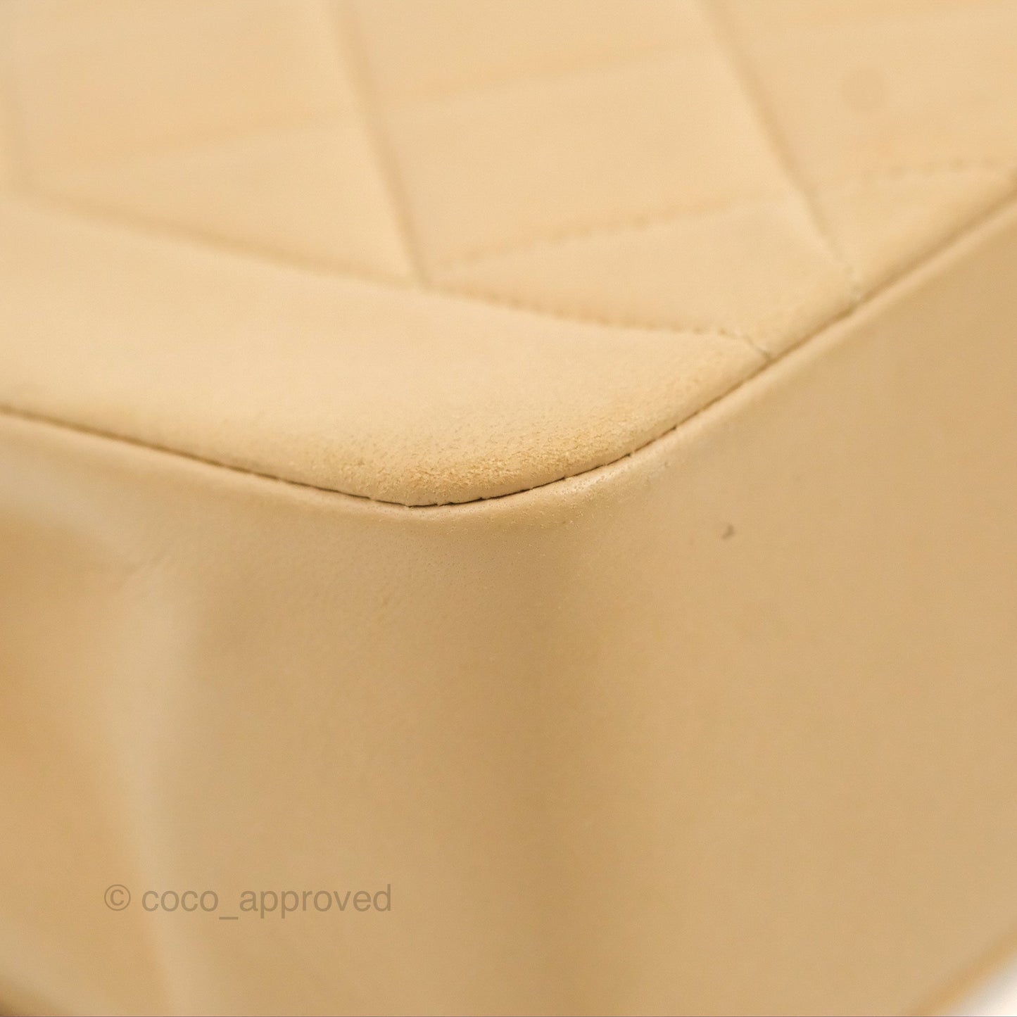 Chanel Vintage Small Quilted Classic Diana Flap Bag Beige Lambskin 24K Gold Hardware