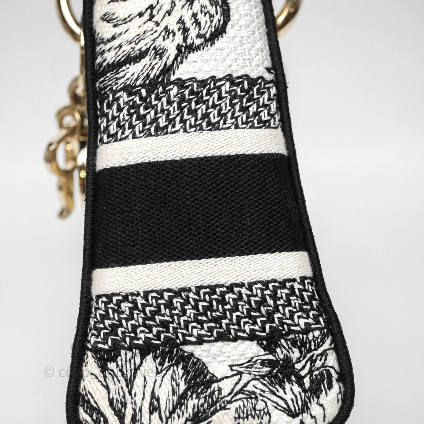 Christian Dior Mini Lady D-Lite Bag White/Black Toile de Jouy Voyage Embroidered