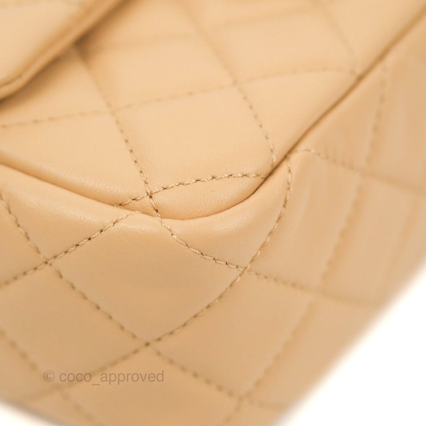 Chanel Mini Rectangular Pearl Crush Beige Lambskin Aged Gold Hardware