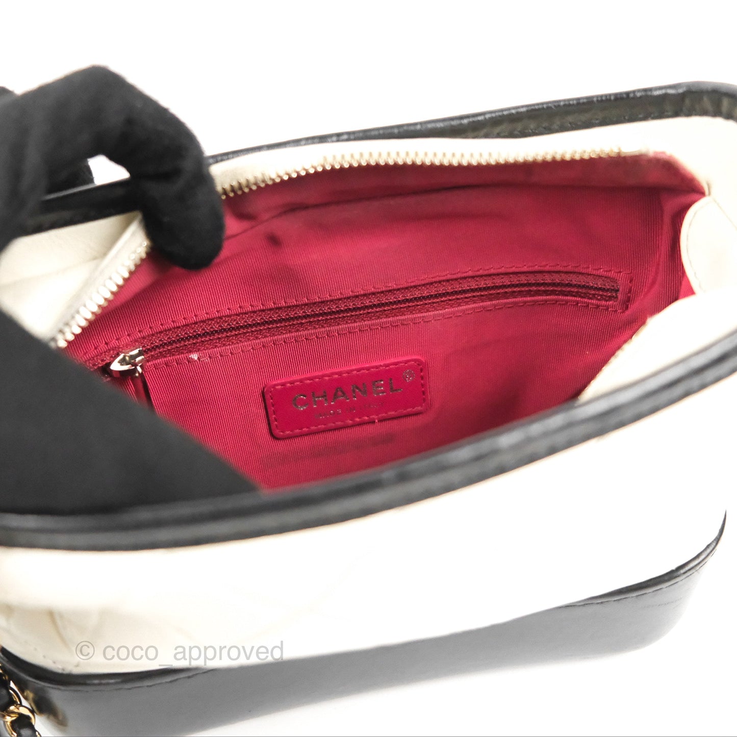 Chanel Quilted Small Gabrielle Hobo Black White Aged Calfskin Mixed Hardware
