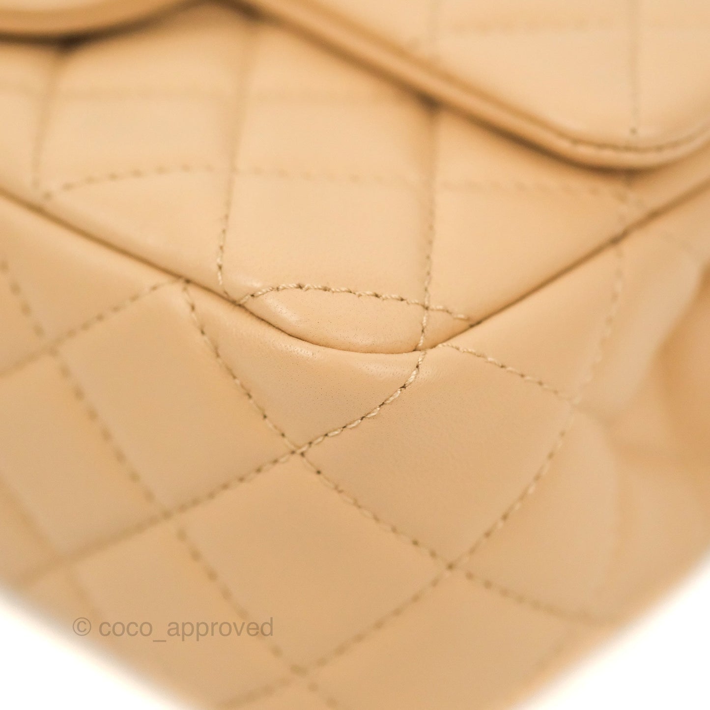 Chanel Mini Rectangular Pearl Crush Beige Lambskin Aged Gold Hardware