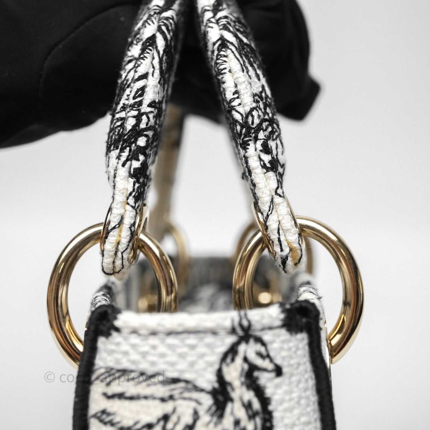 Christian Dior Mini Lady D-Lite Bag White/Black Toile de Jouy Voyage Embroidered