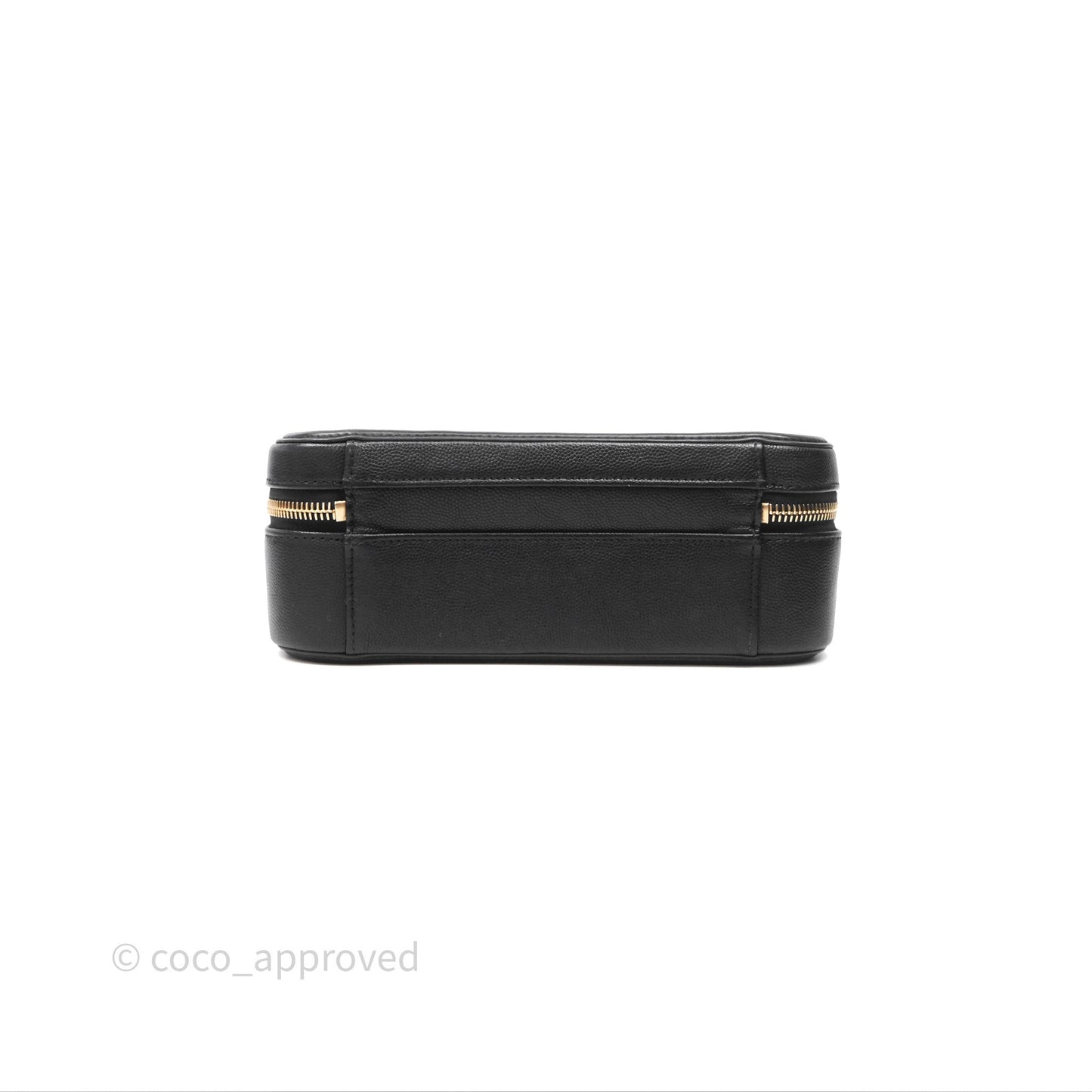 Chanel Quilted Medium CC Filigree Vanity Case Black Caviar Aged Gold Hardware