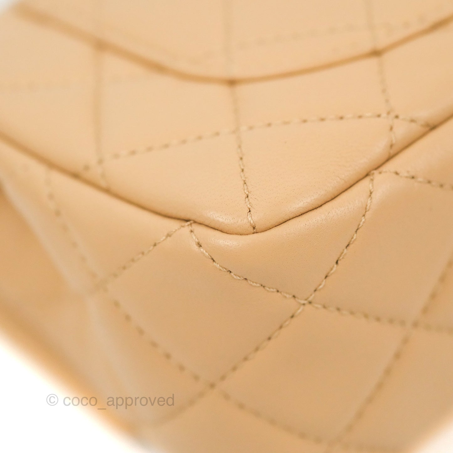 Chanel Mini Rectangular Pearl Crush Beige Lambskin Aged Gold Hardware