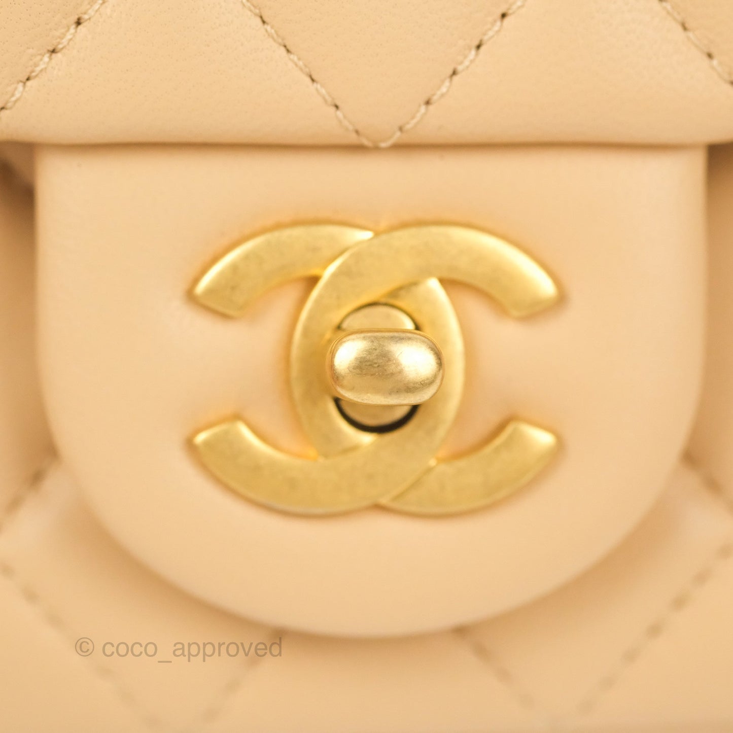 Chanel Mini Rectangular Pearl Crush Beige Lambskin Aged Gold Hardware