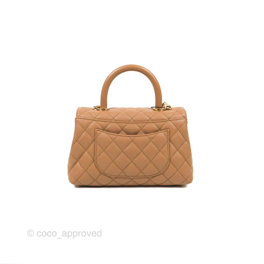 Chanel Small Coco Handle Dark Beige Caviar Gold Hardware