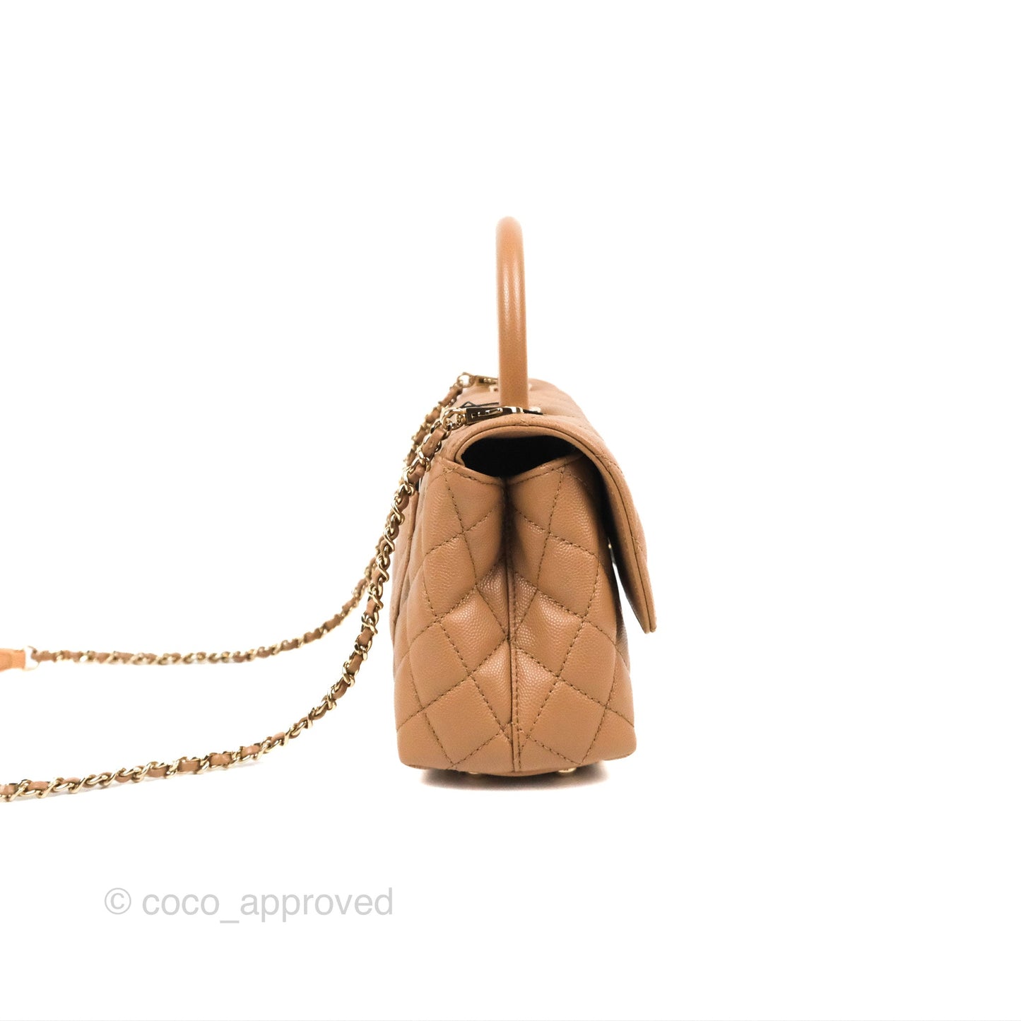 Chanel Small Coco Handle Dark Beige Caviar Gold Hardware