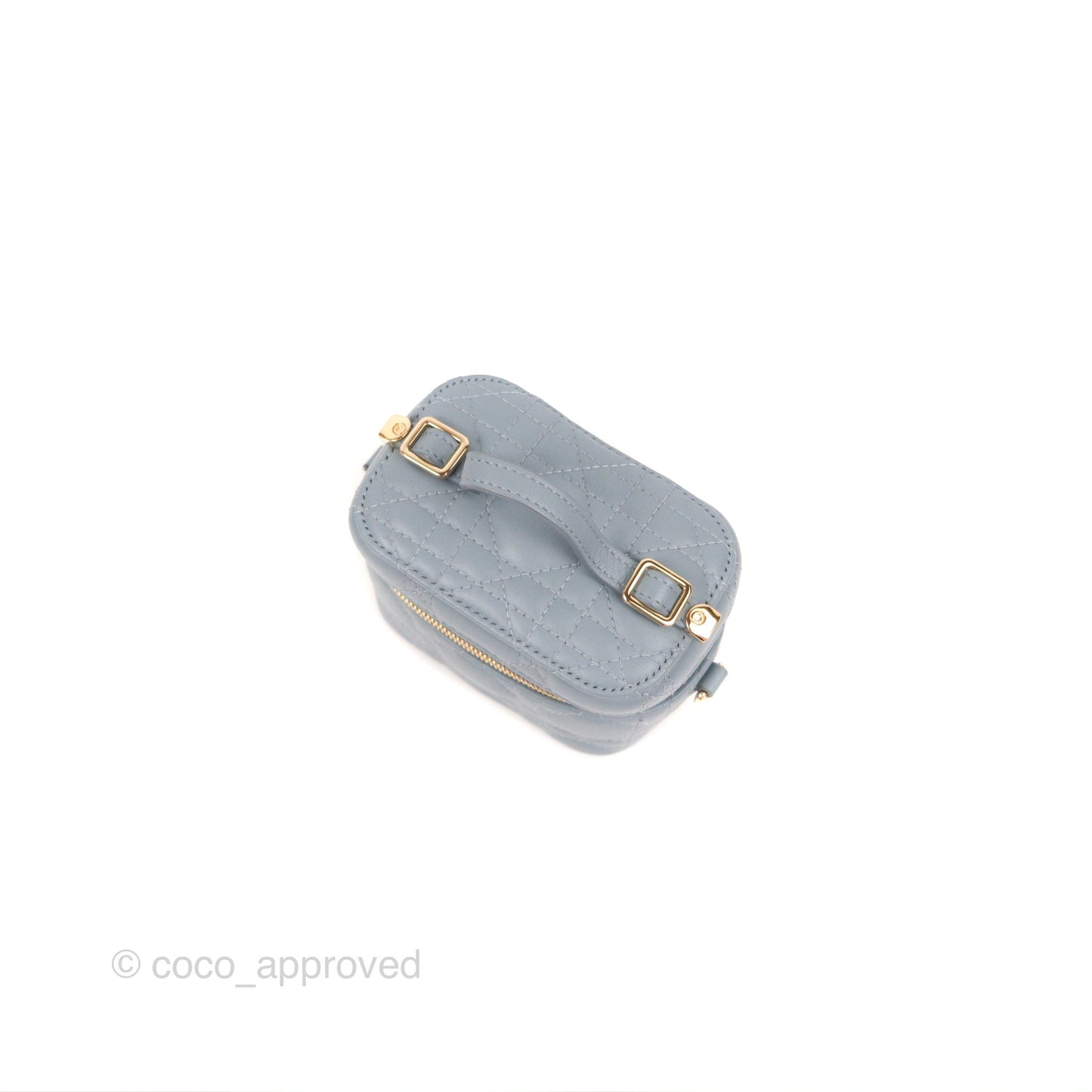 Christian Dior Micro Lady Dior Vanity Case Cloud Blue Cannage Lambskin