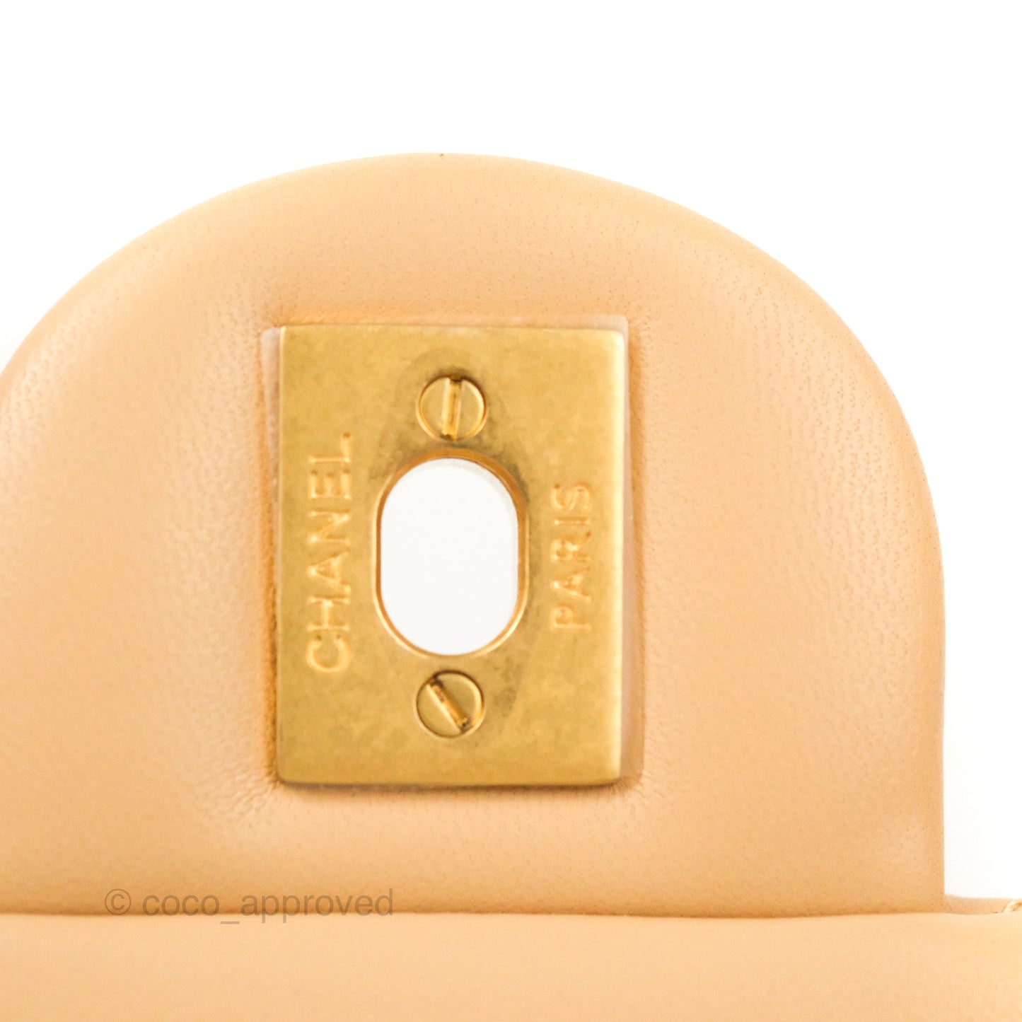 Chanel Mini Rectangular Pearl Crush Beige Lambskin Aged Gold Hardware