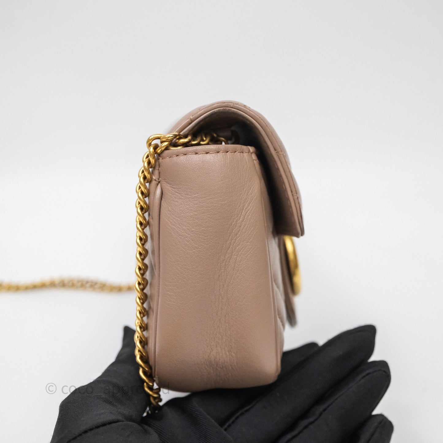 Gucci GG Marmont Matelassé Leather Super Mini Bag Dusty Pink
