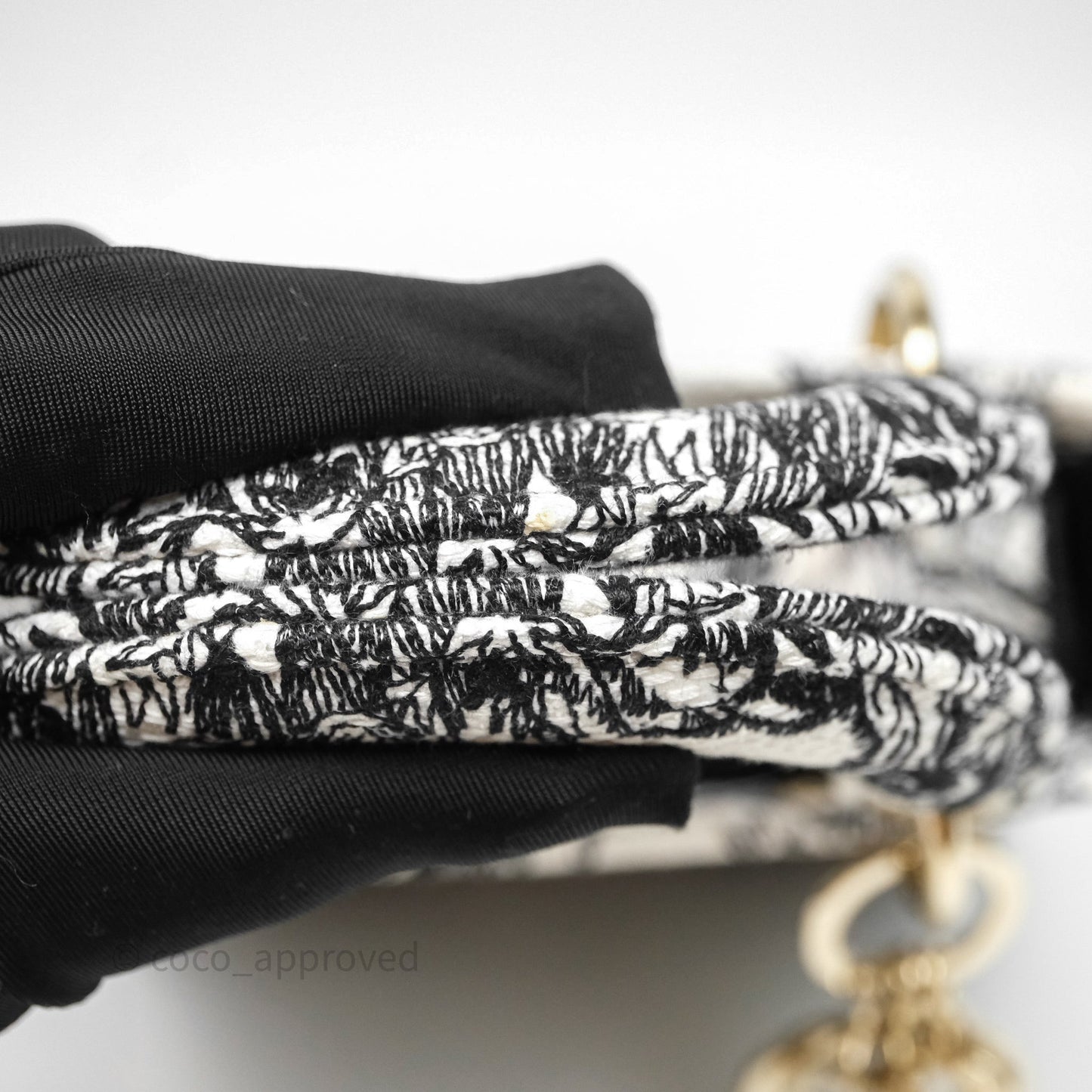 Christian Dior Mini Lady D-Lite Bag White/Black Toile de Jouy Voyage Embroidered