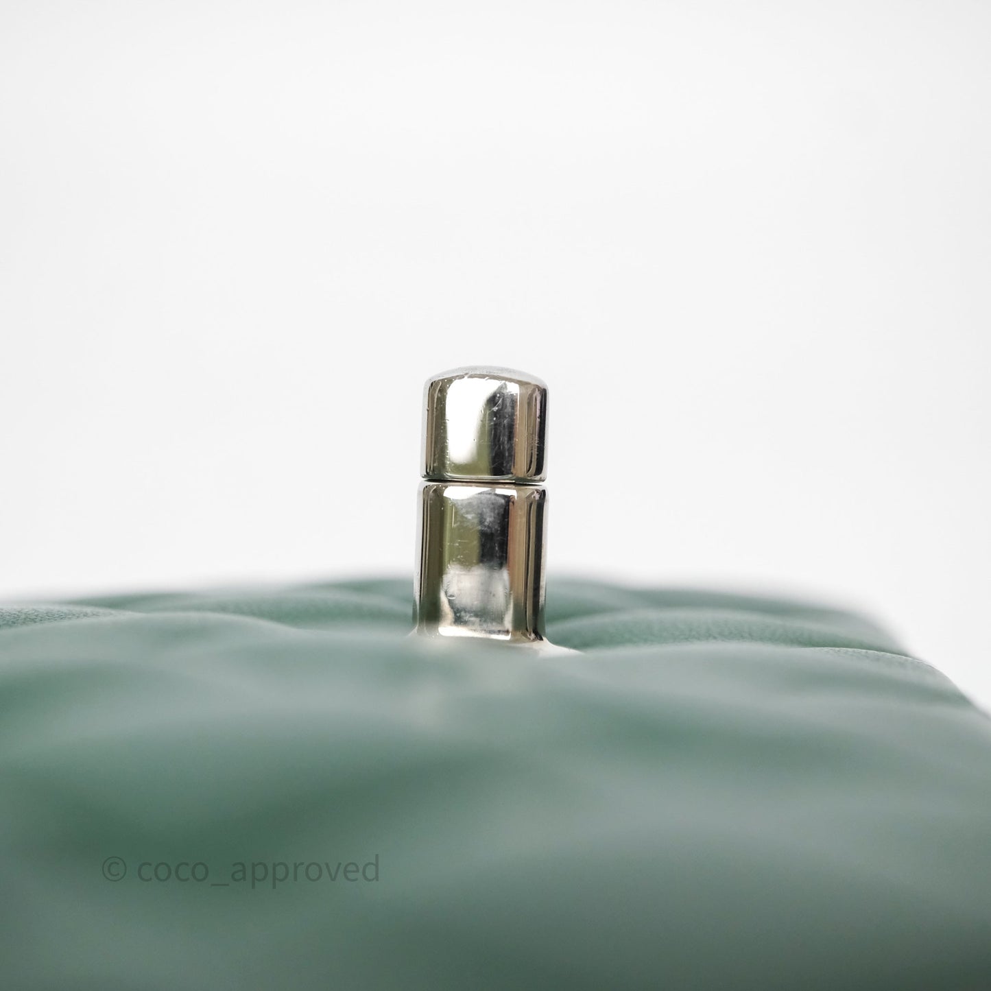 Chanel Quilted Mini Rectangular Green Lambskin Silver Hardware